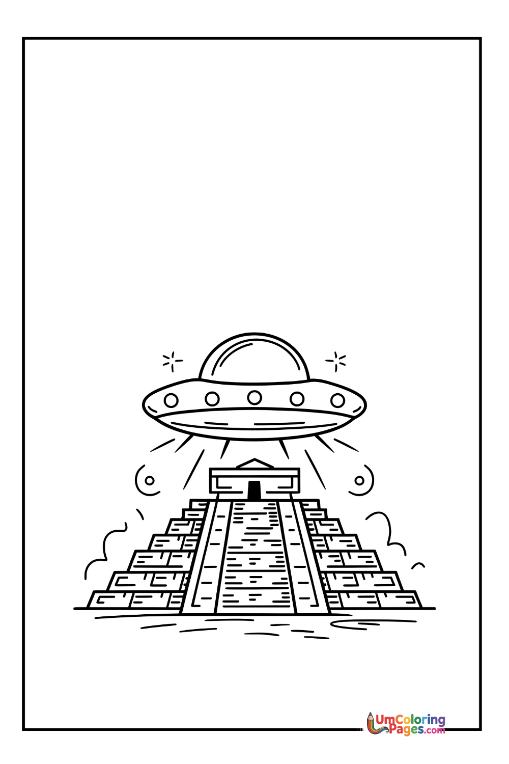 Alien UFO coloring page 5 - free printable PDF