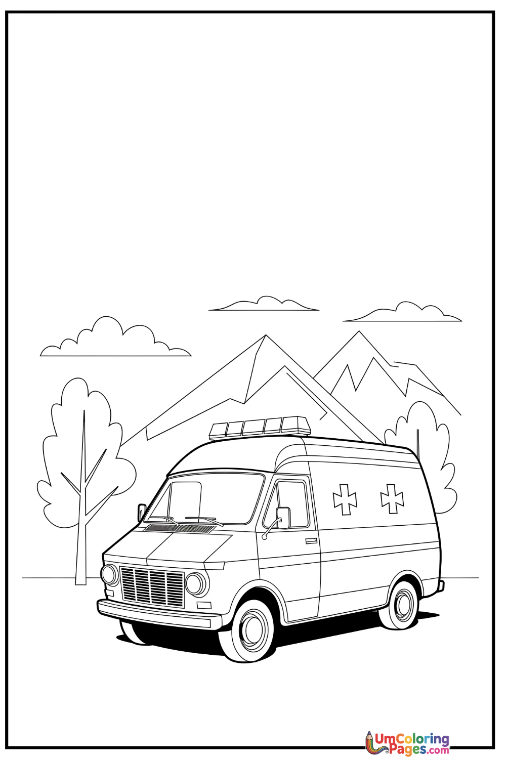 Ambulance coloring page - free printable