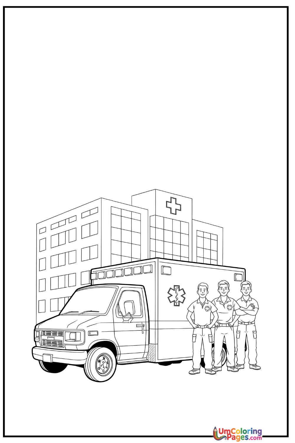 Ambulance coloring page 2 - free printable PDF
