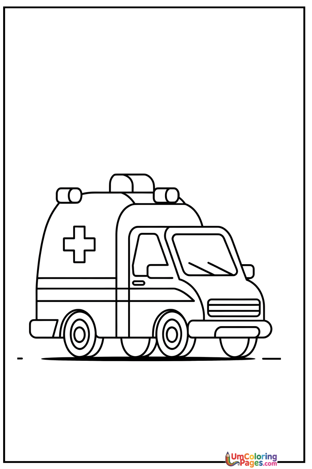 Ambulance coloring page 3 - free printable PDF