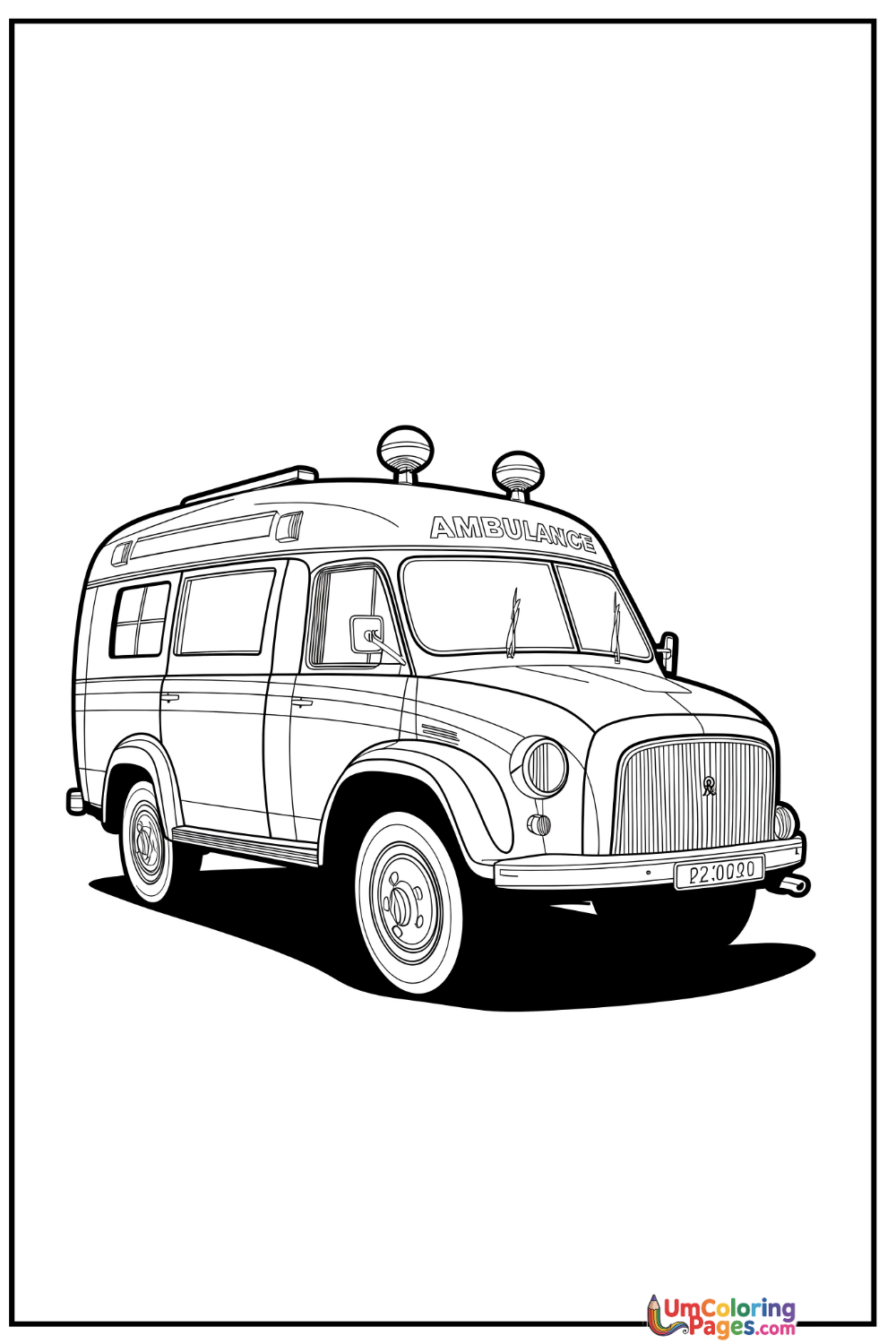 Ambulance coloring page 4 - free printable PDF