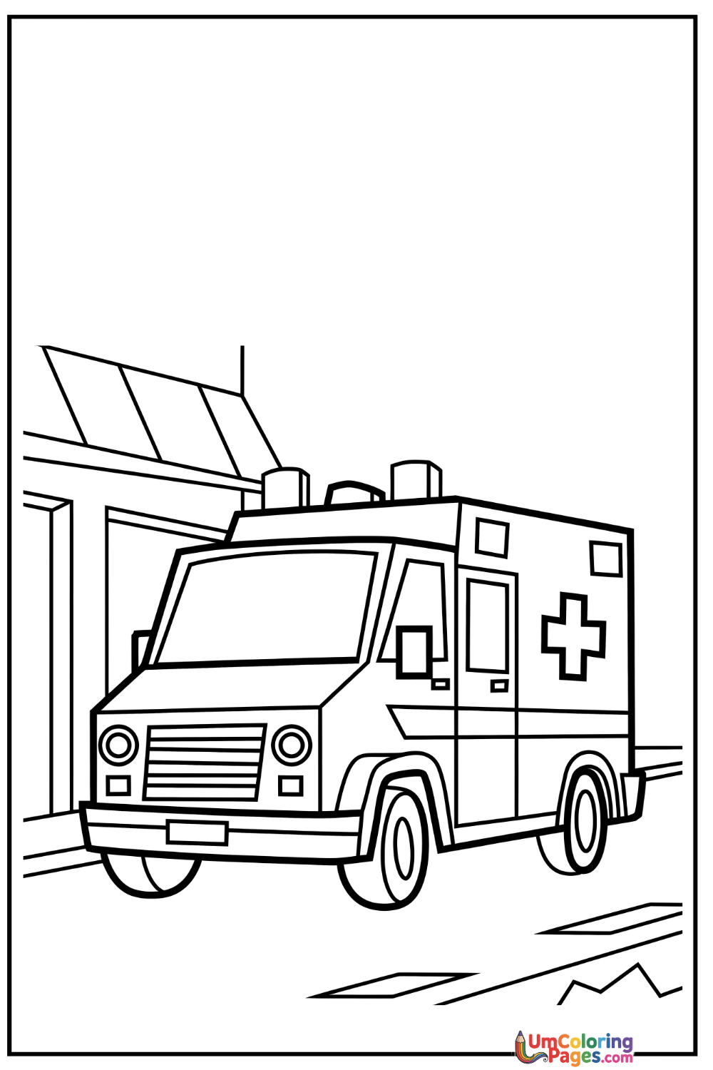 Ambulance coloring page 6 - free printable PDF