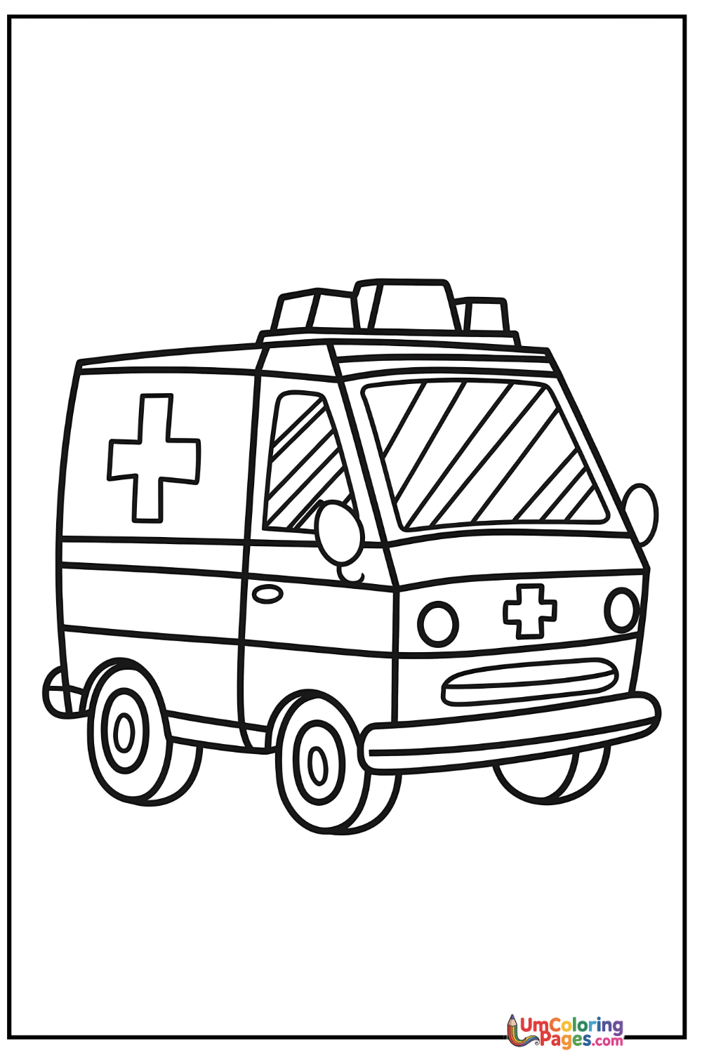 Ambulance coloring page 7 - free printable PDF