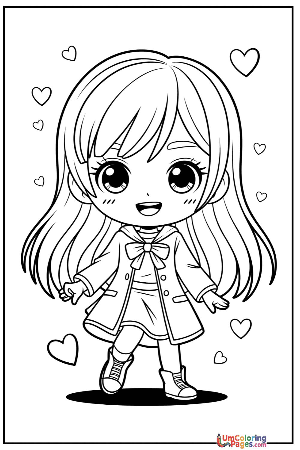 Anime coloring page - free printable