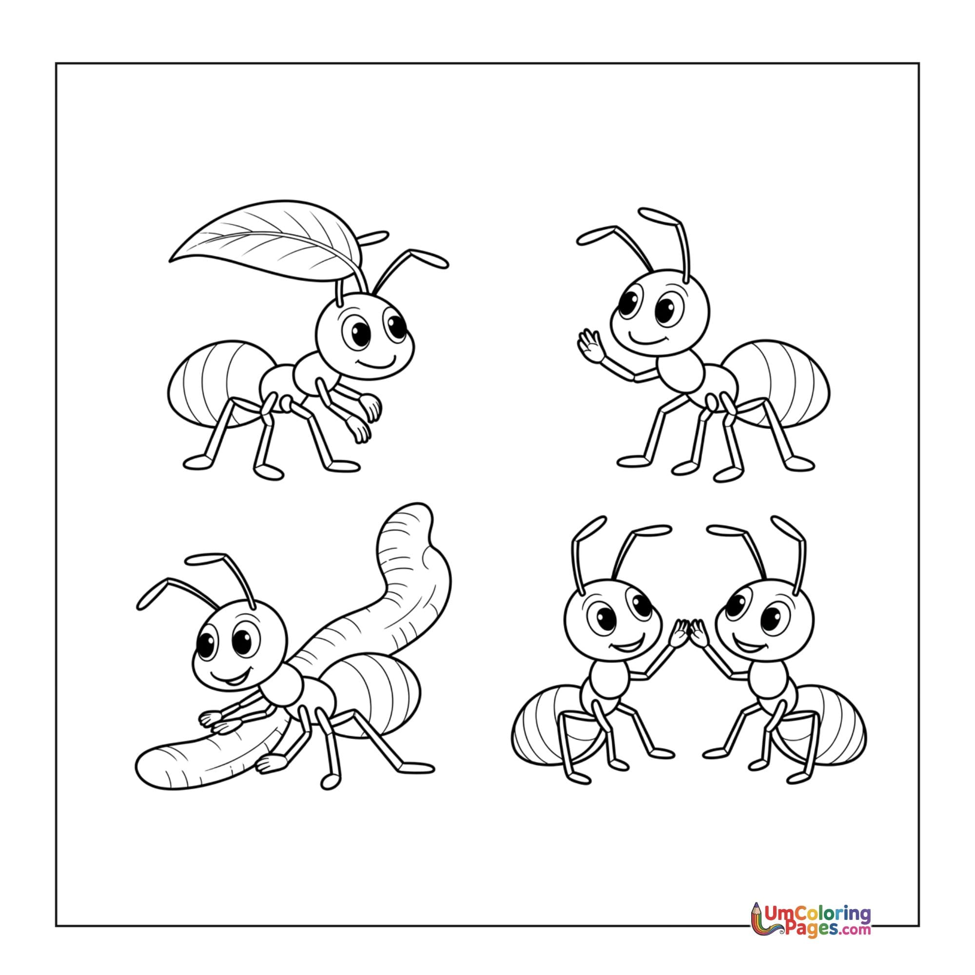 Ant coloring page 2 - free printable PDF