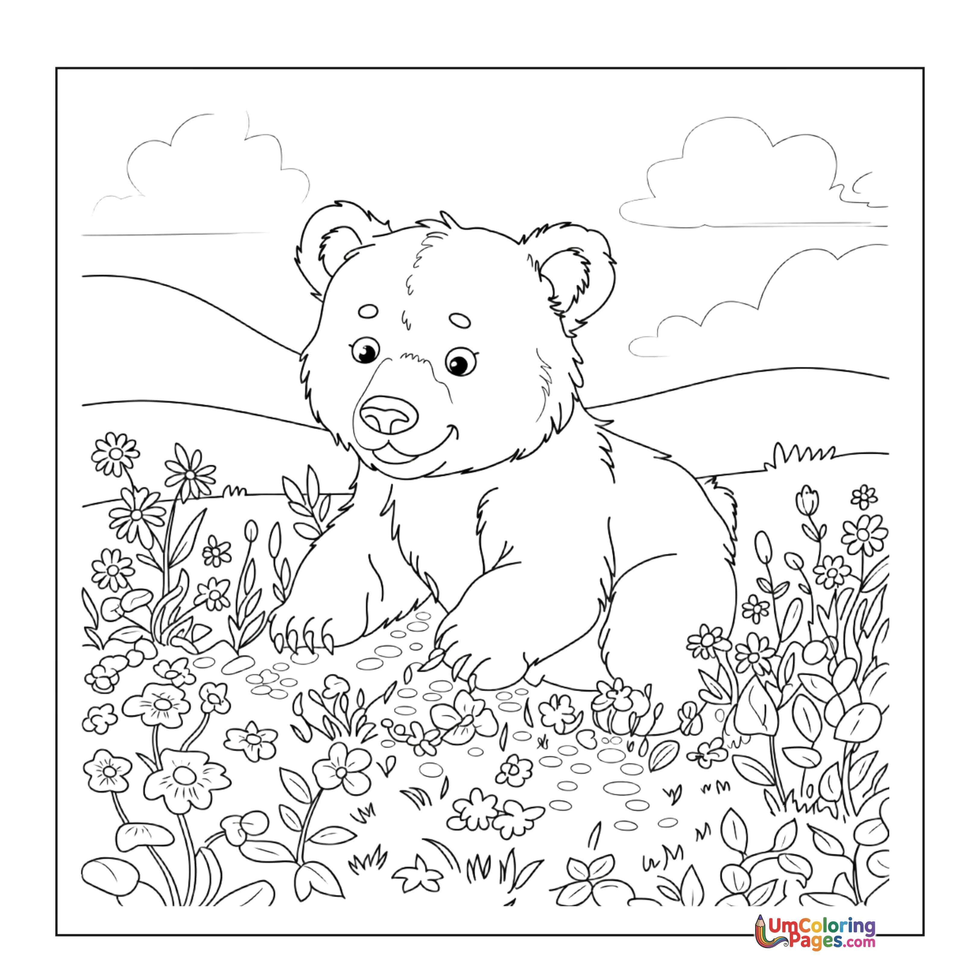 Bear coloring page 2 - free printable PDF
