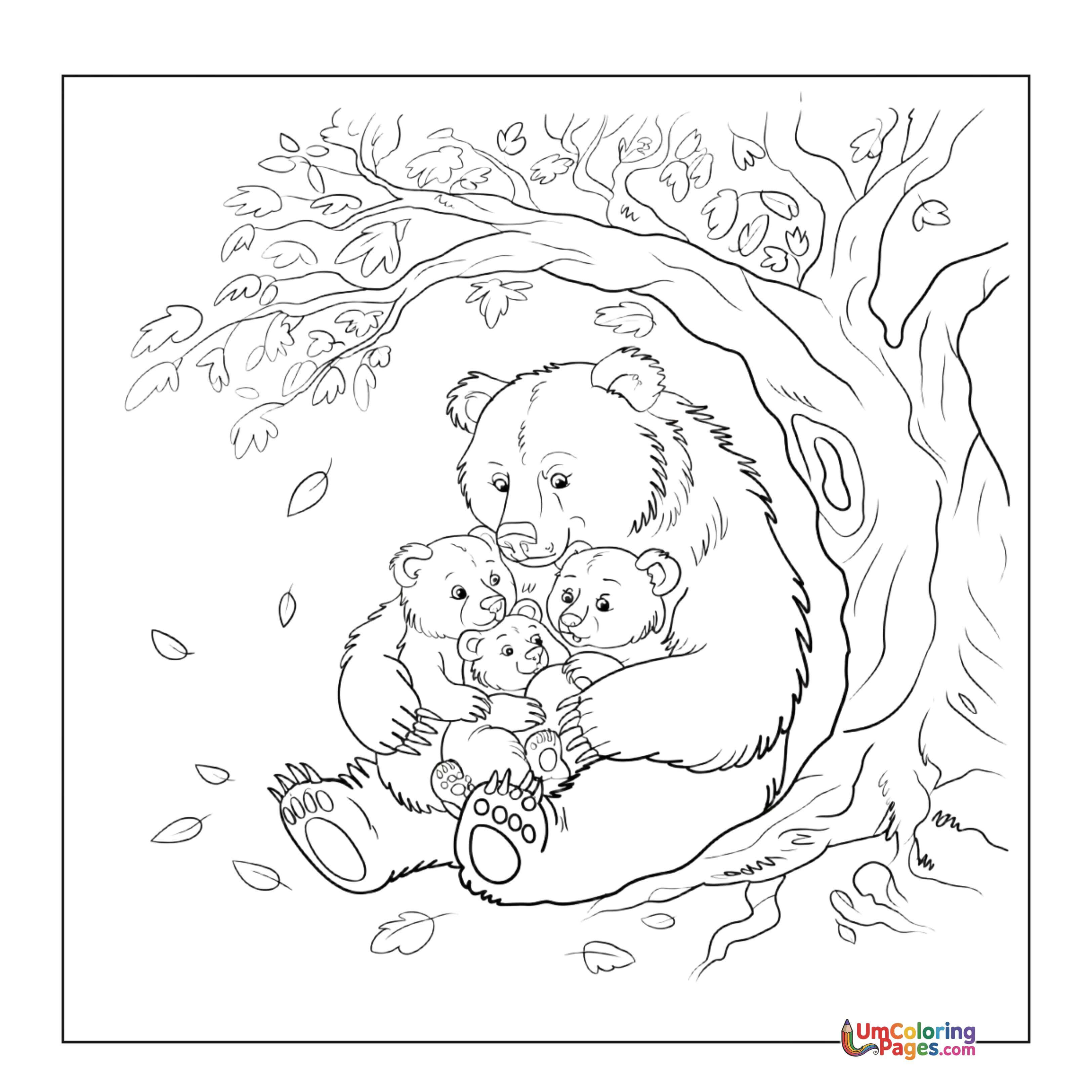 Bear coloring page 3 - free printable PDF