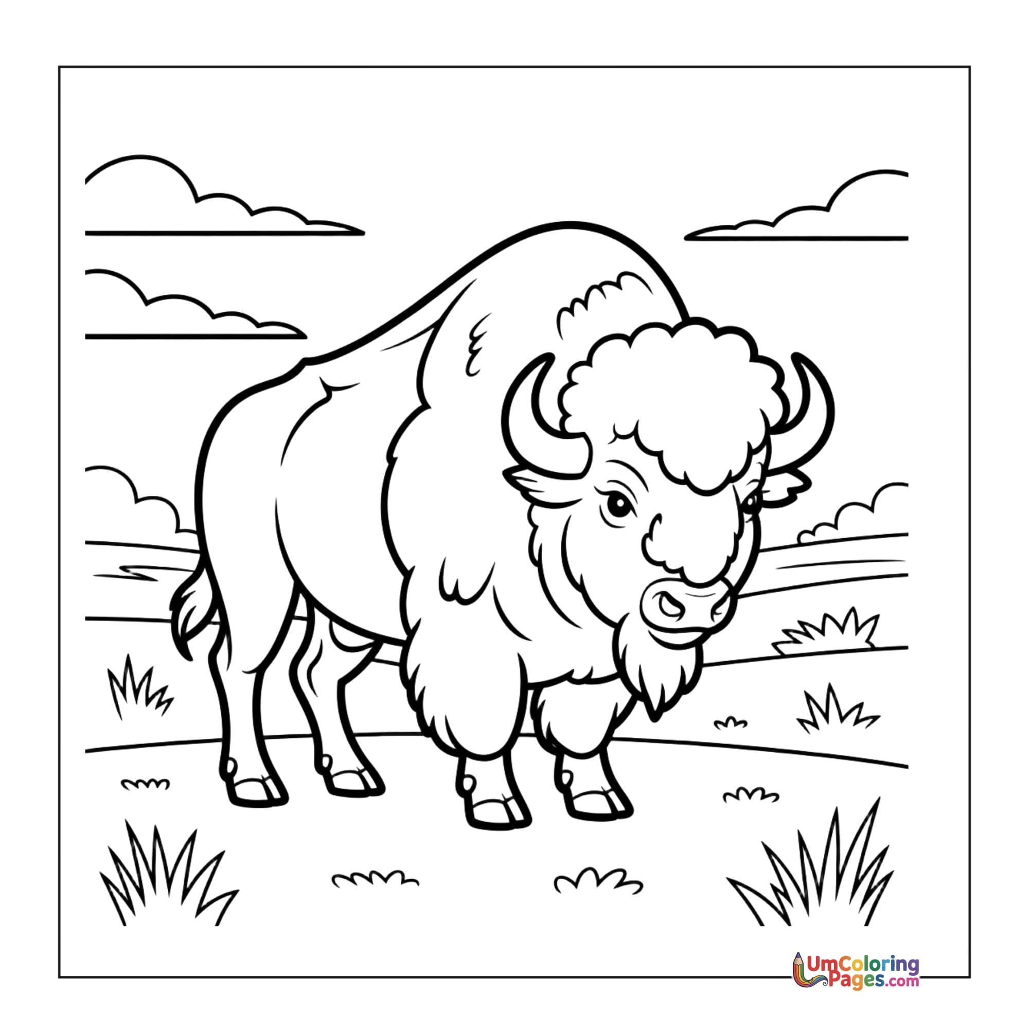 Buffalo coloring page 3 - free printable PDF