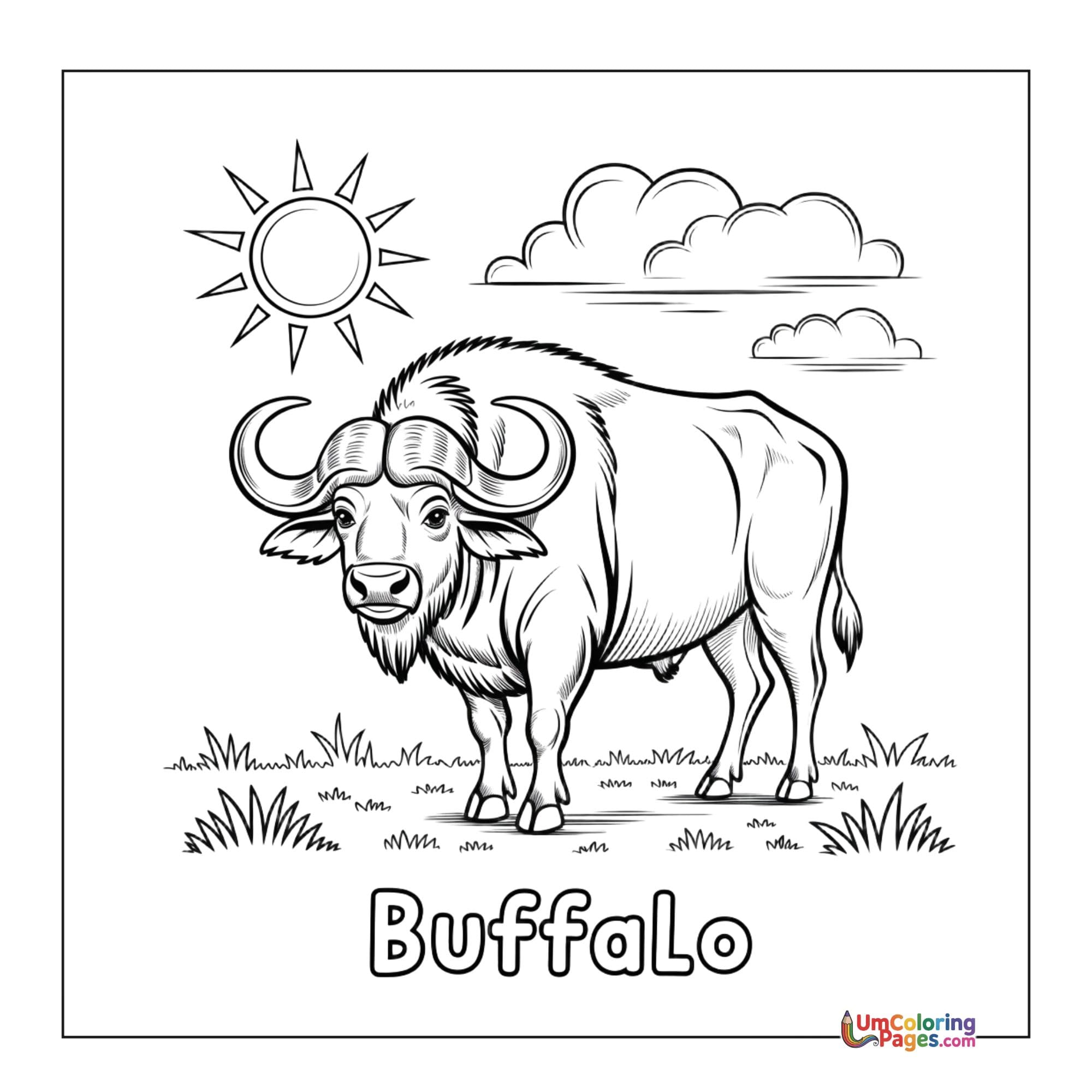 Buffalo coloring page 4 - free printable PDF