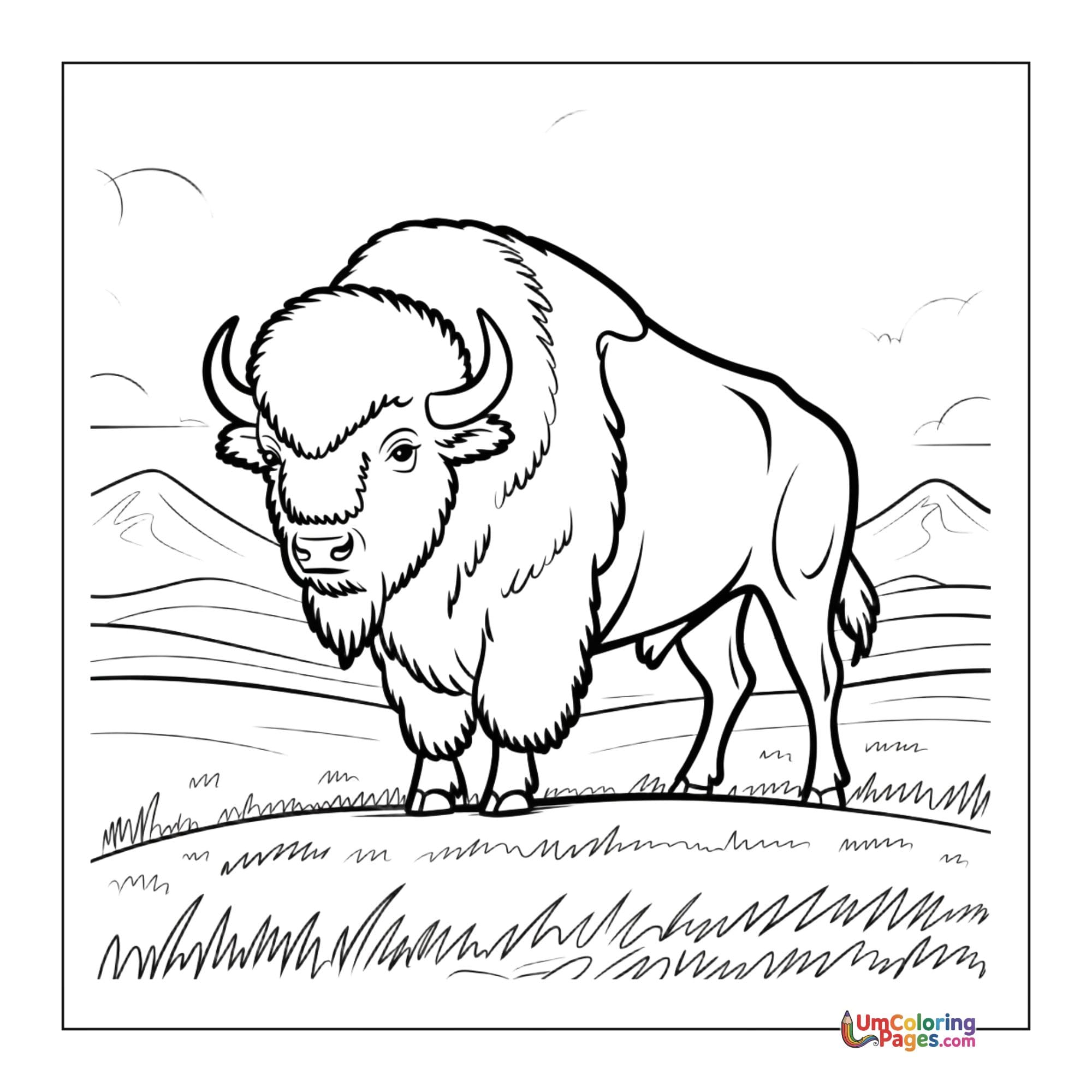 Buffalo coloring page 5 - free printable PDF