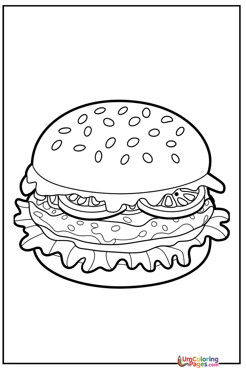 Burger coloring page 2 - free printable PDF