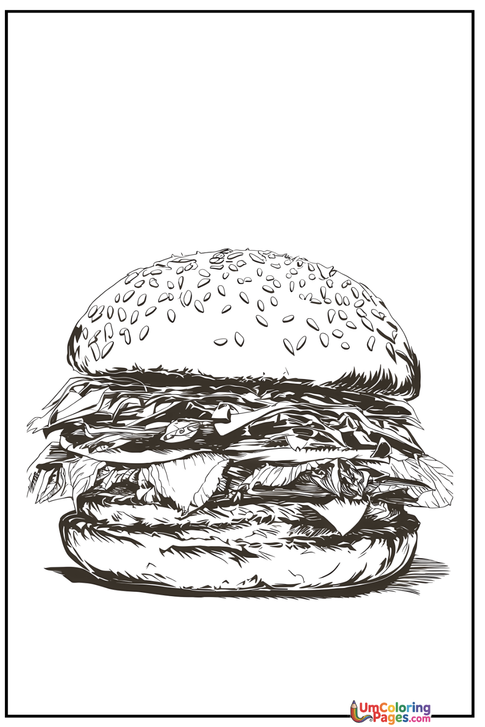 Burger coloring page 3 - free printable PDF