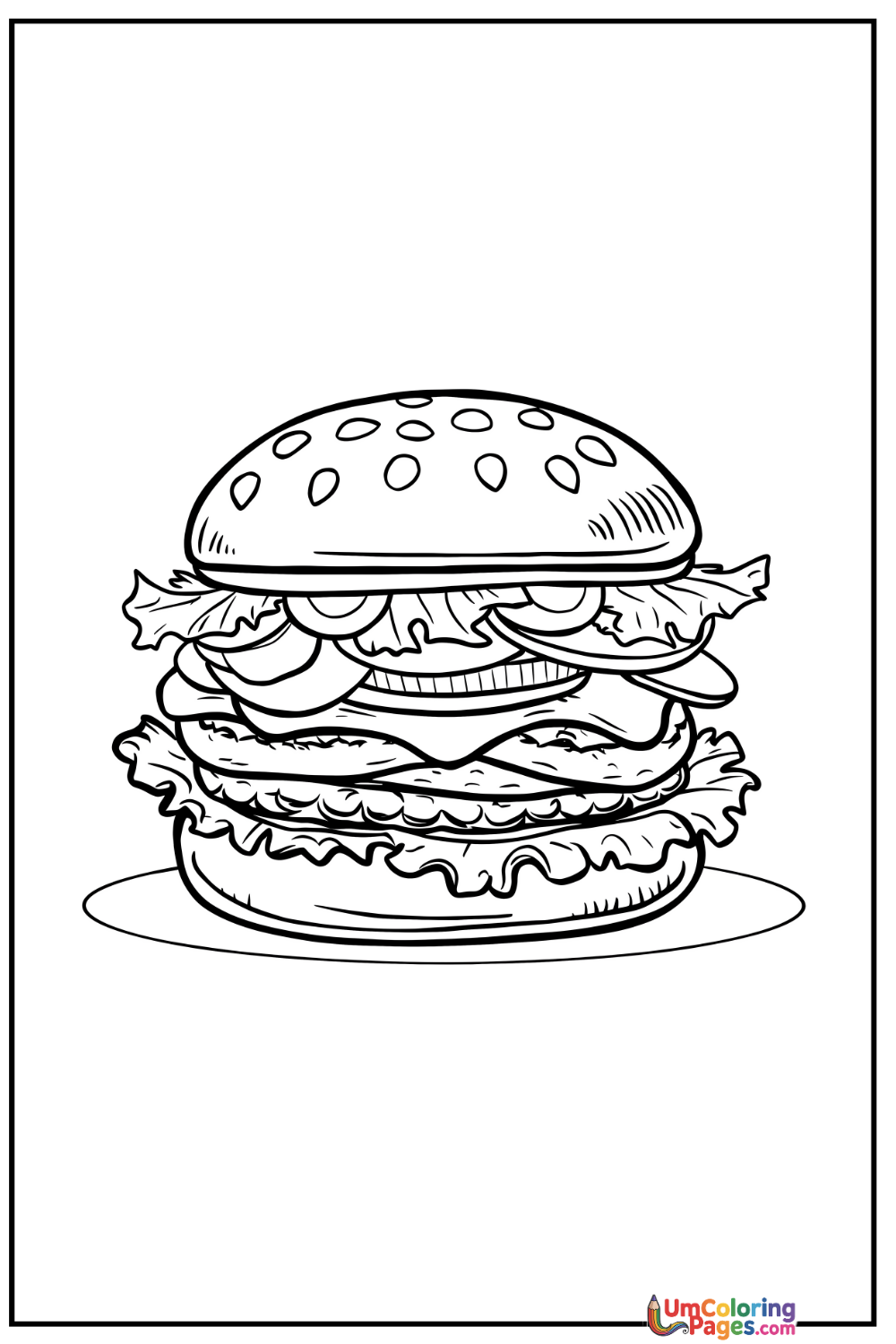 Burger coloring page 5 - free printable PDF