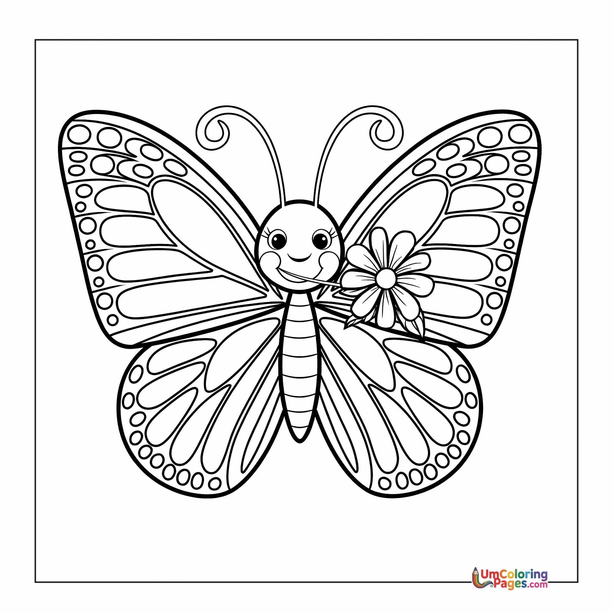 Butterfly coloring page 5 - free printable PDF
