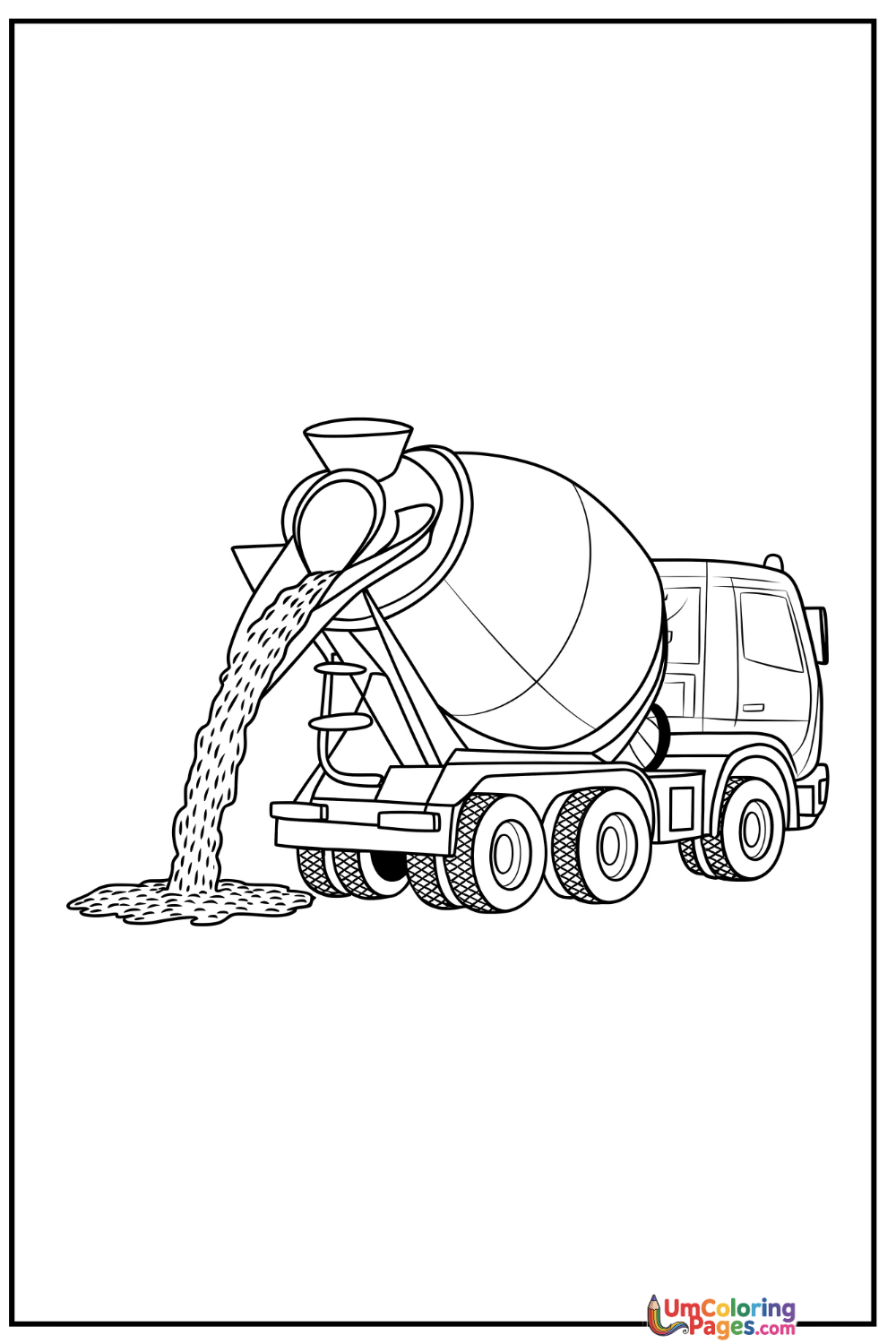 Cement Mixer coloring page 3 - free printable PDF
