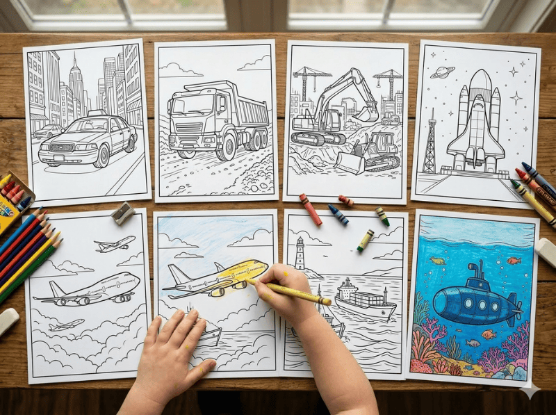 Vehicles & Transport coloring pages