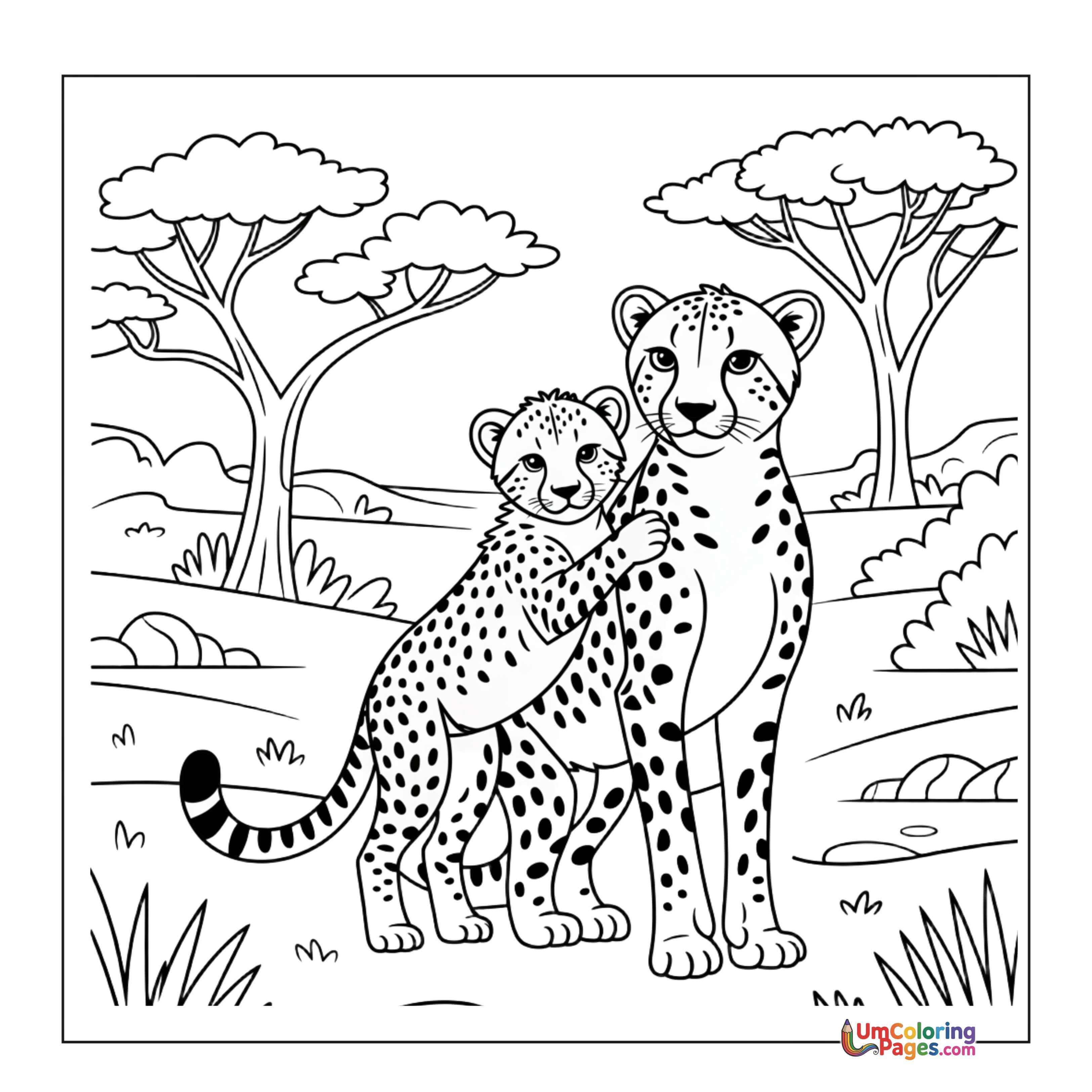 Cheetah coloring page 2 - free printable PDF