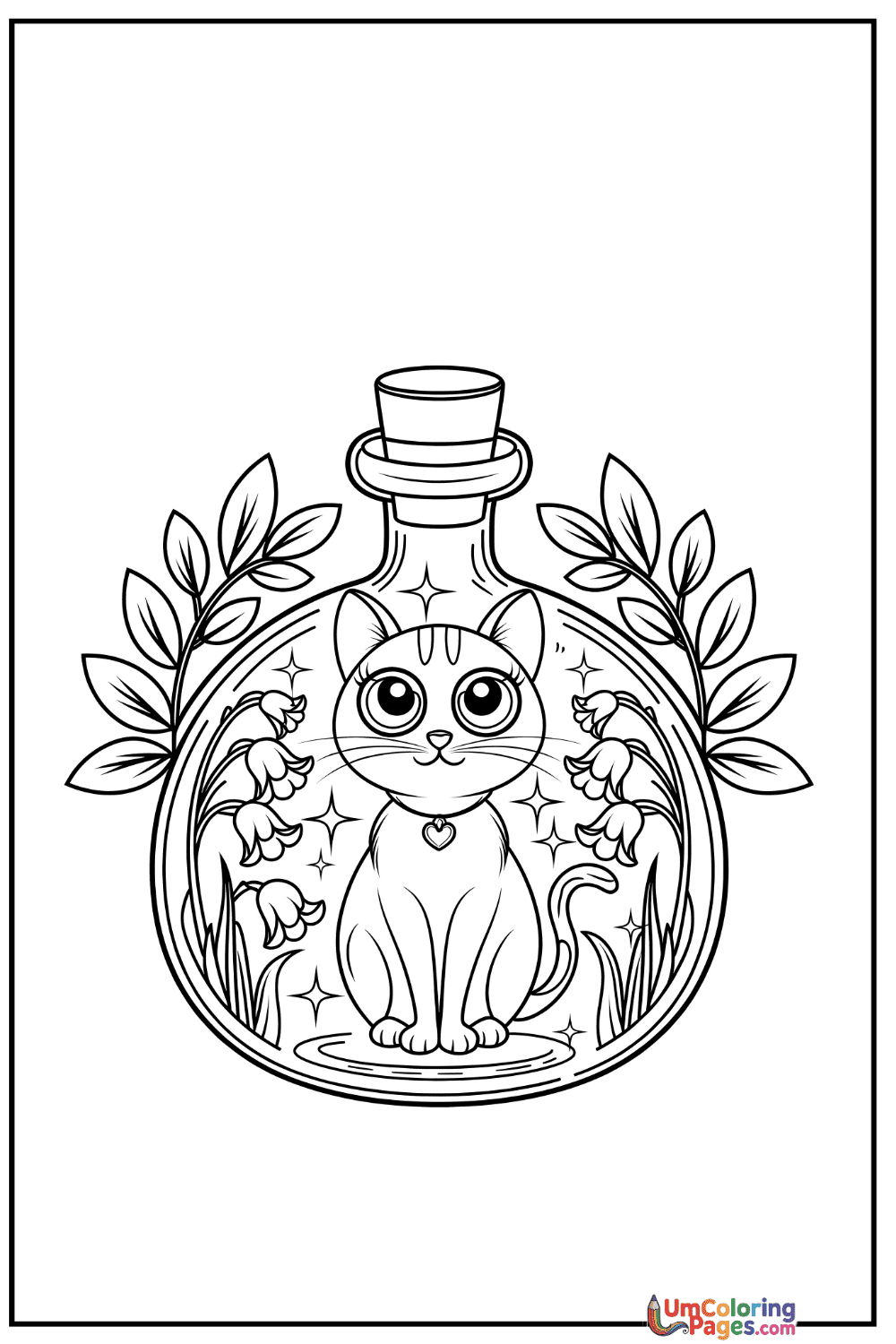 Chibi Cat coloring page 3 - free printable PDF