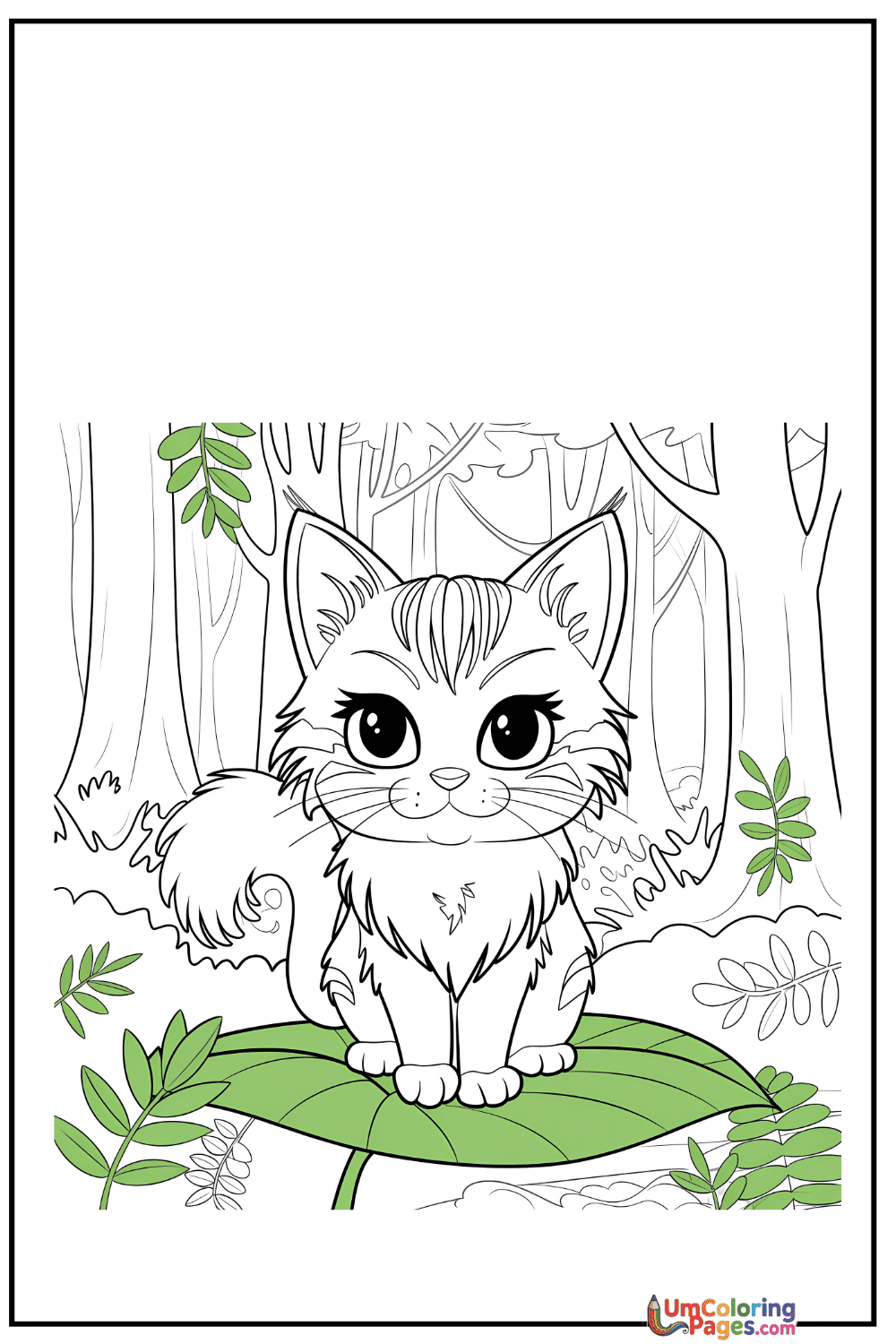 Chibi Cat coloring page 5 - free printable PDF