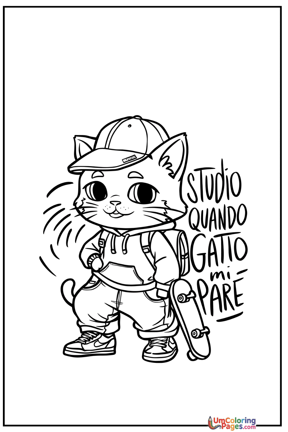 Chibi Cat coloring page 6 - free printable PDF
