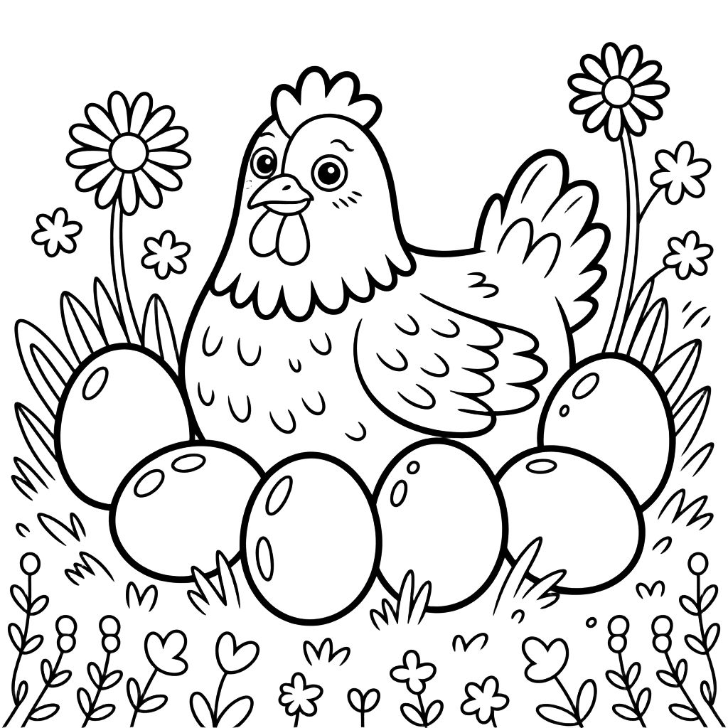 Chicken coloring page 4 - free printable PDF