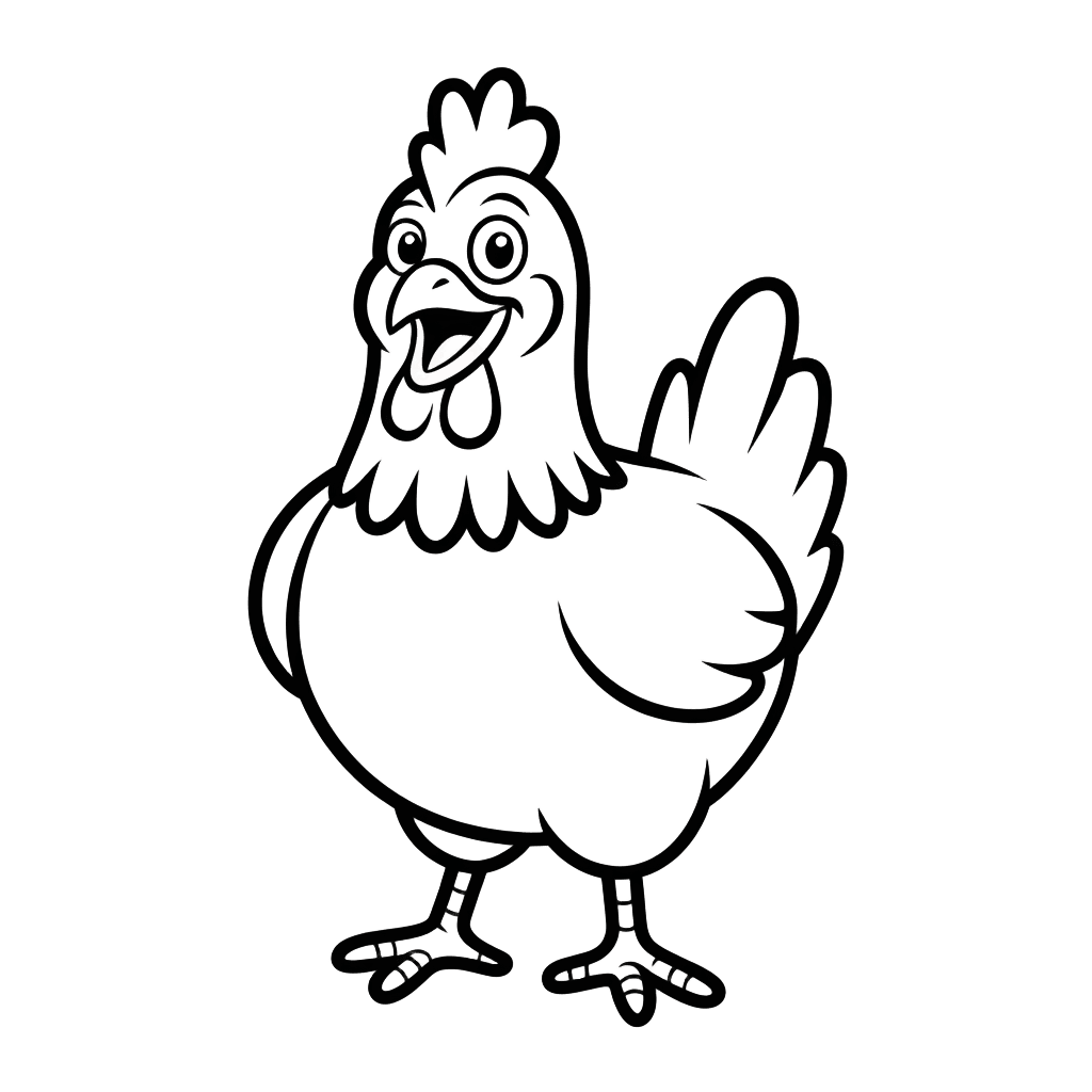 Chicken coloring page 5 - free printable PDF