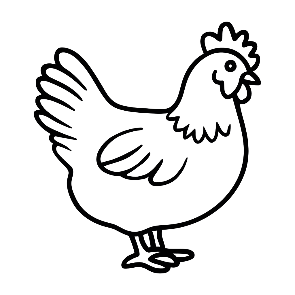 Chicken coloring page 6 - free printable PDF
