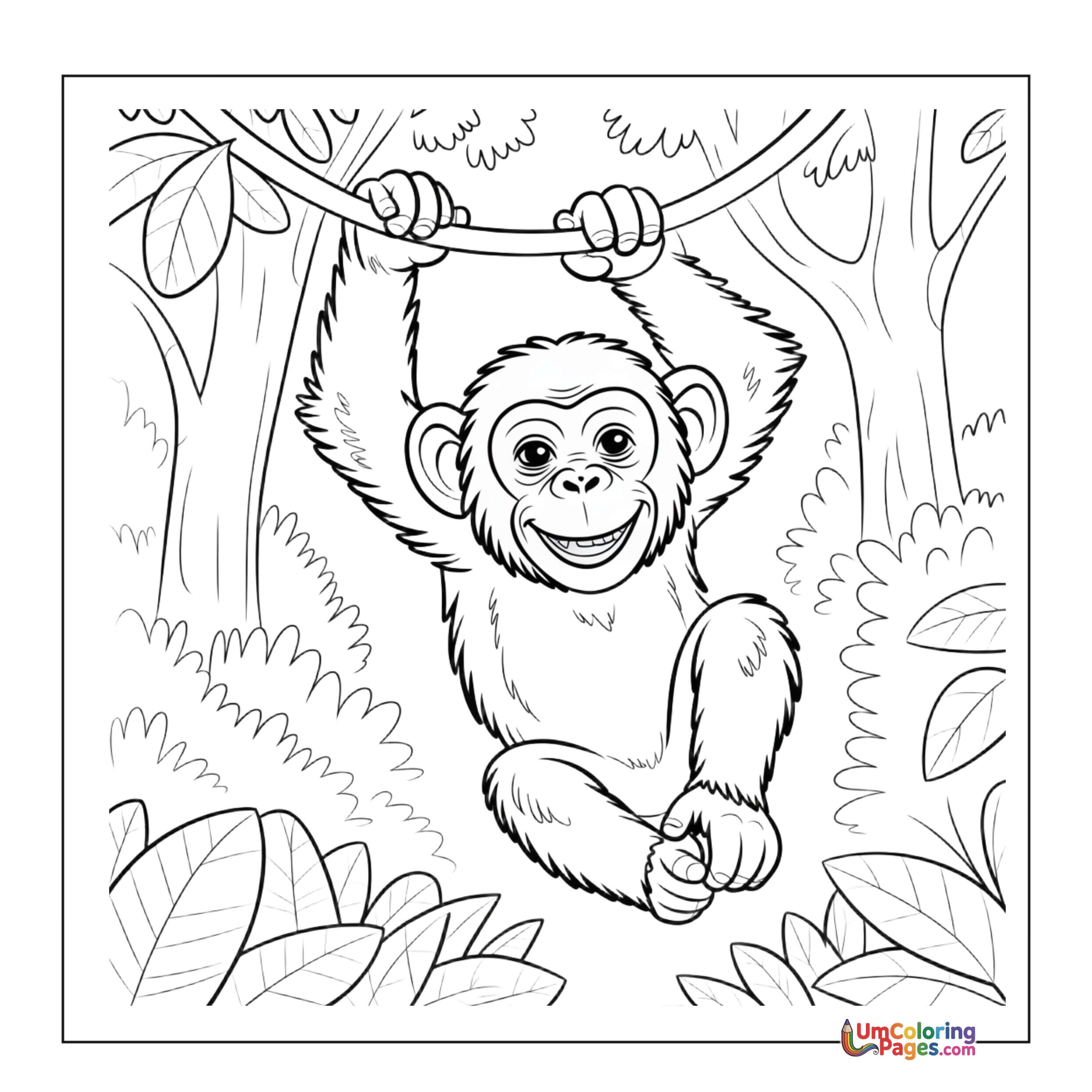 Chimpanzee coloring page - free printable