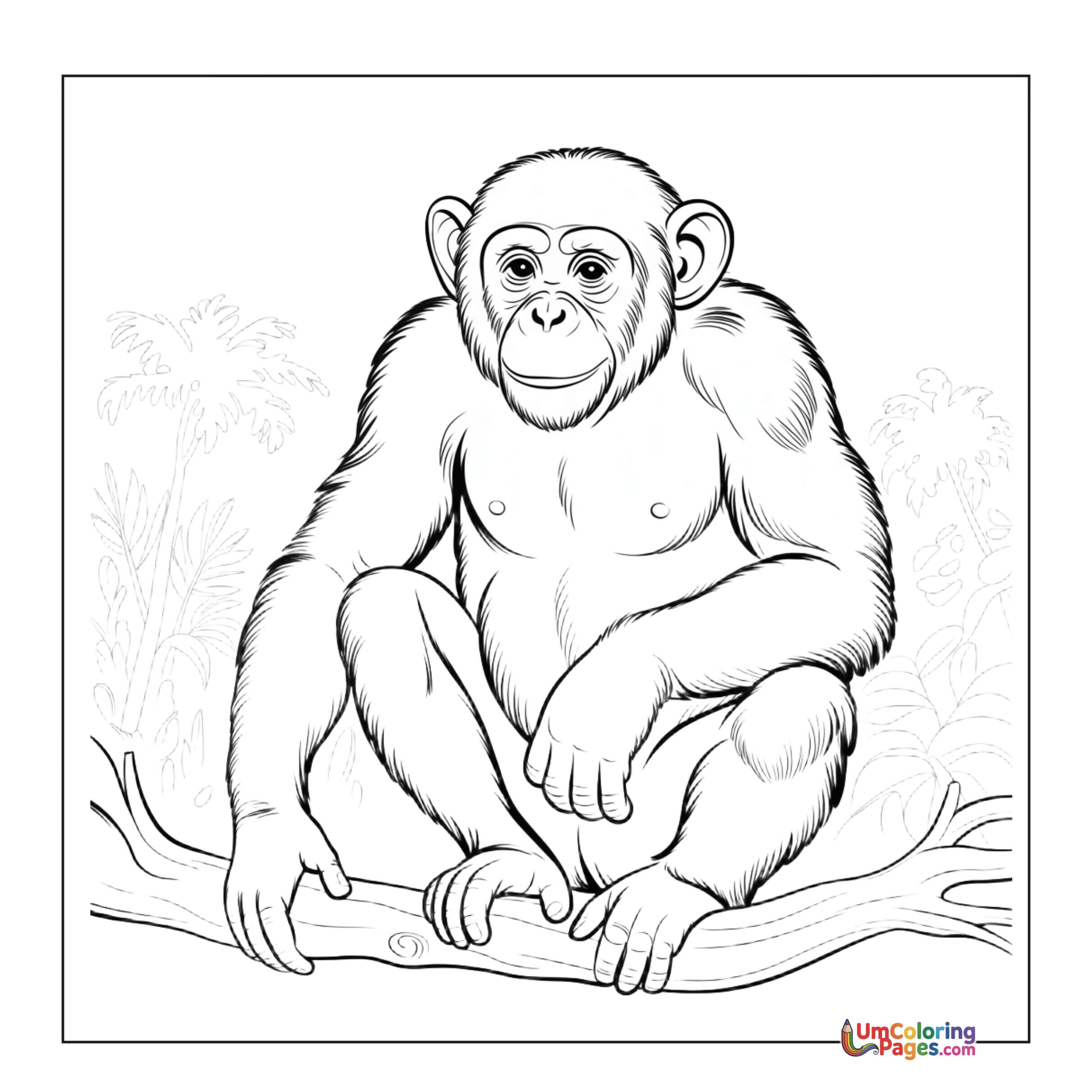 Chimpanzee coloring page 2 - free printable PDF