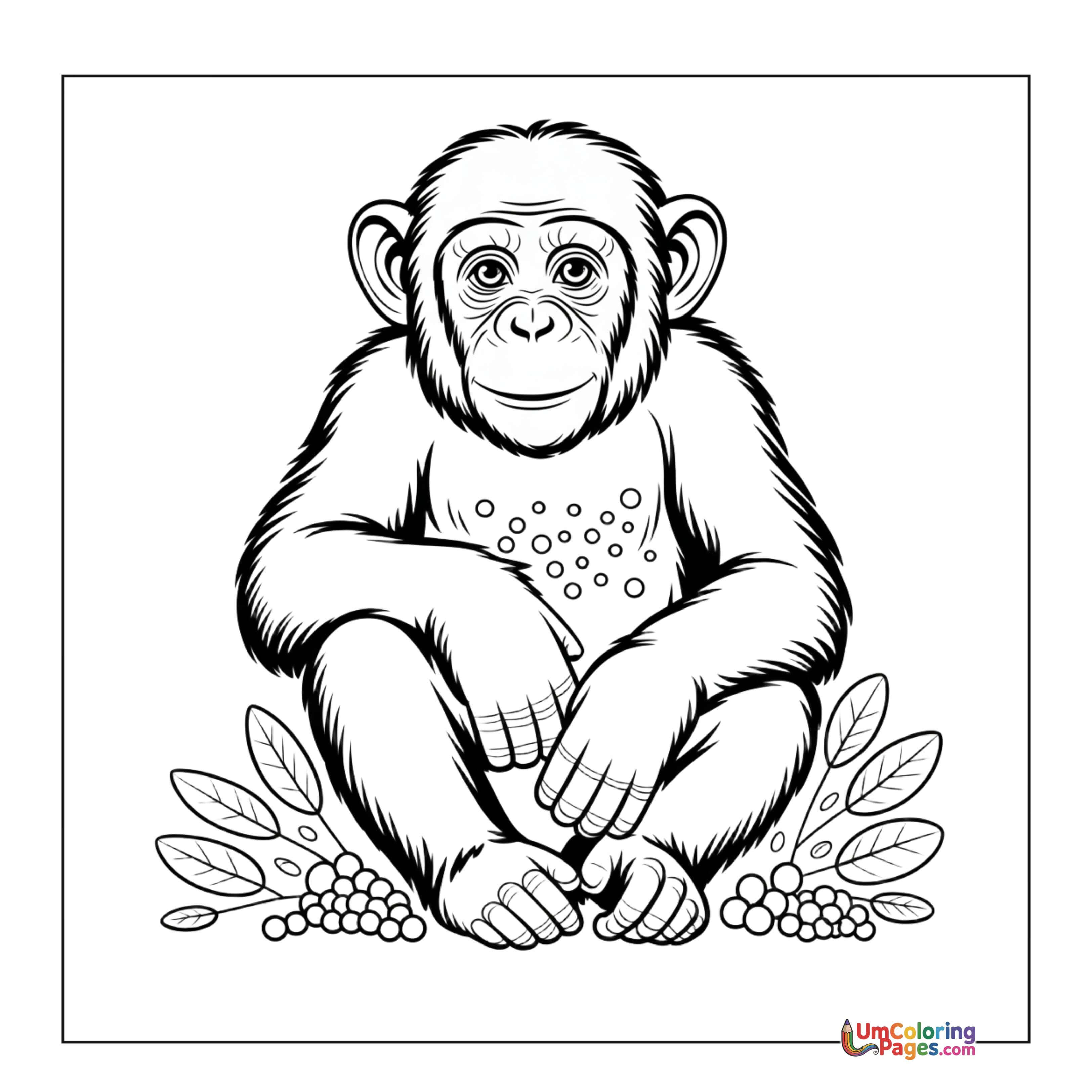 Chimpanzee coloring page 3 - free printable PDF