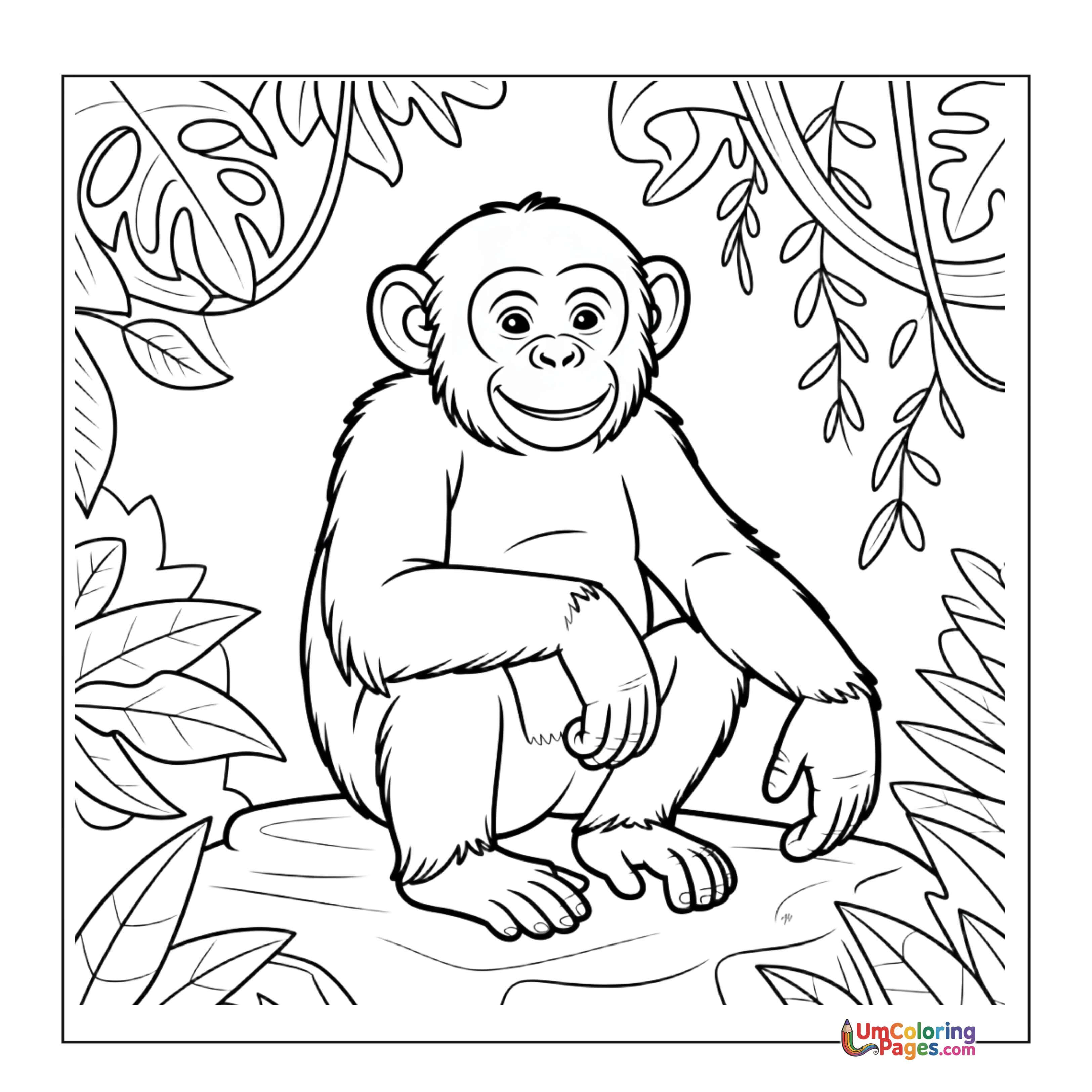 Chimpanzee coloring page 4 - free printable PDF