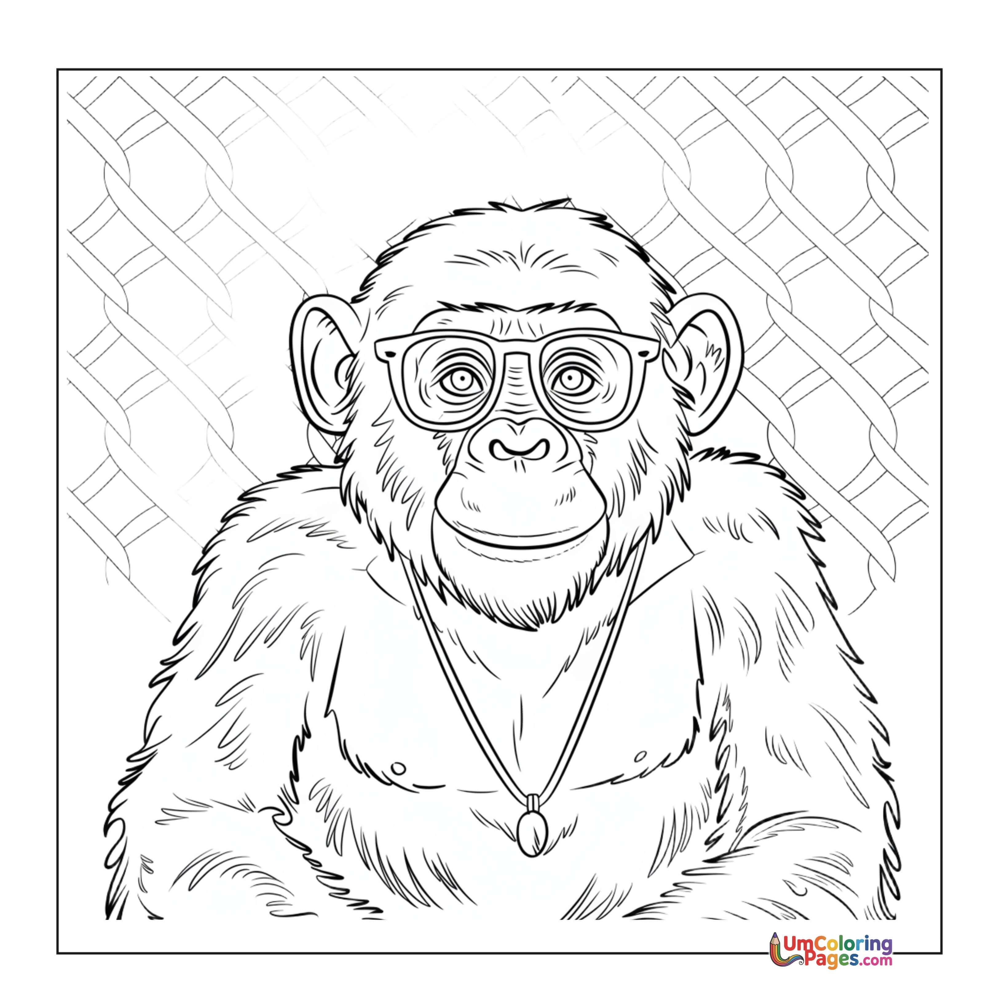 Chimpanzee coloring page 5 - free printable PDF