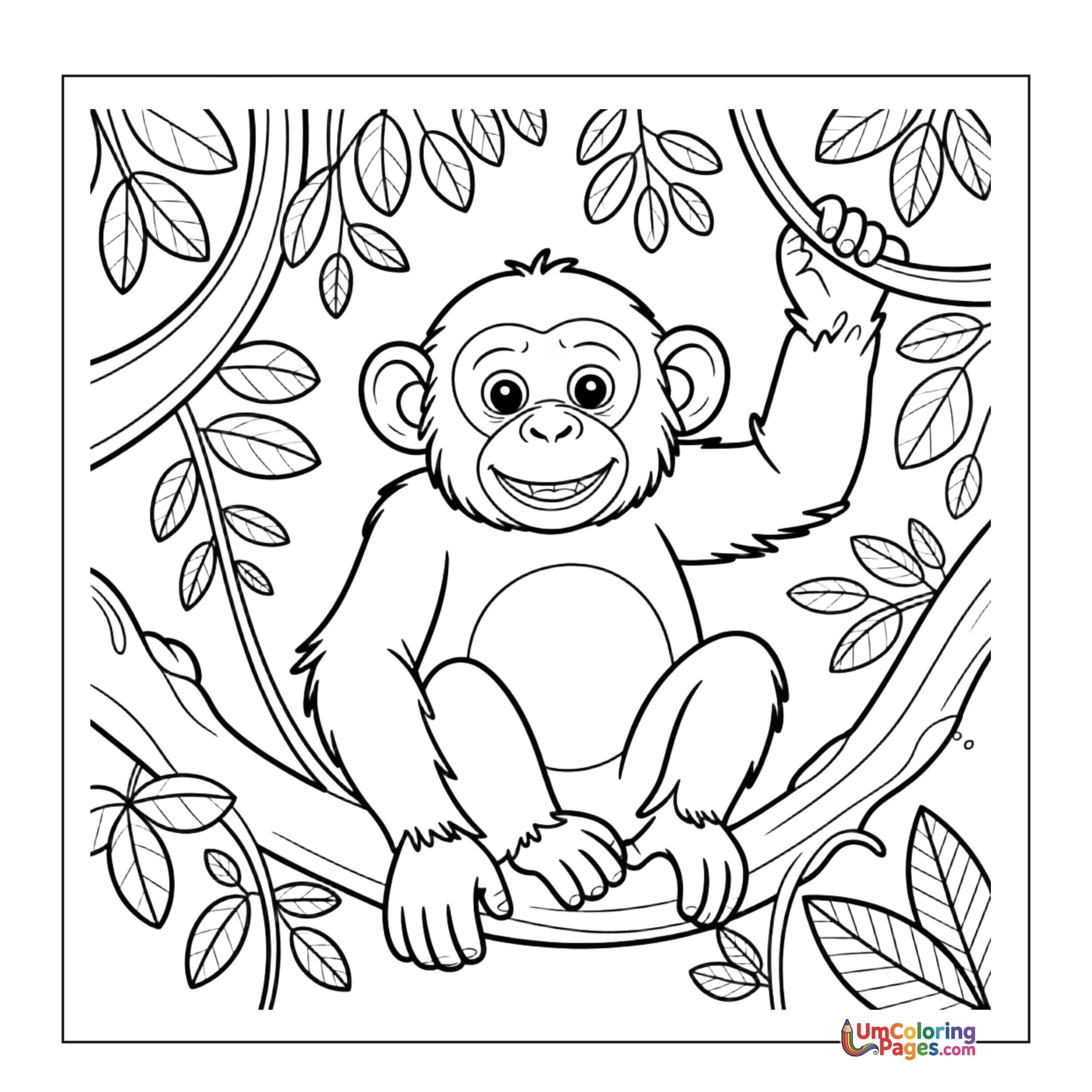 Chimpanzee coloring page 6 - free printable PDF