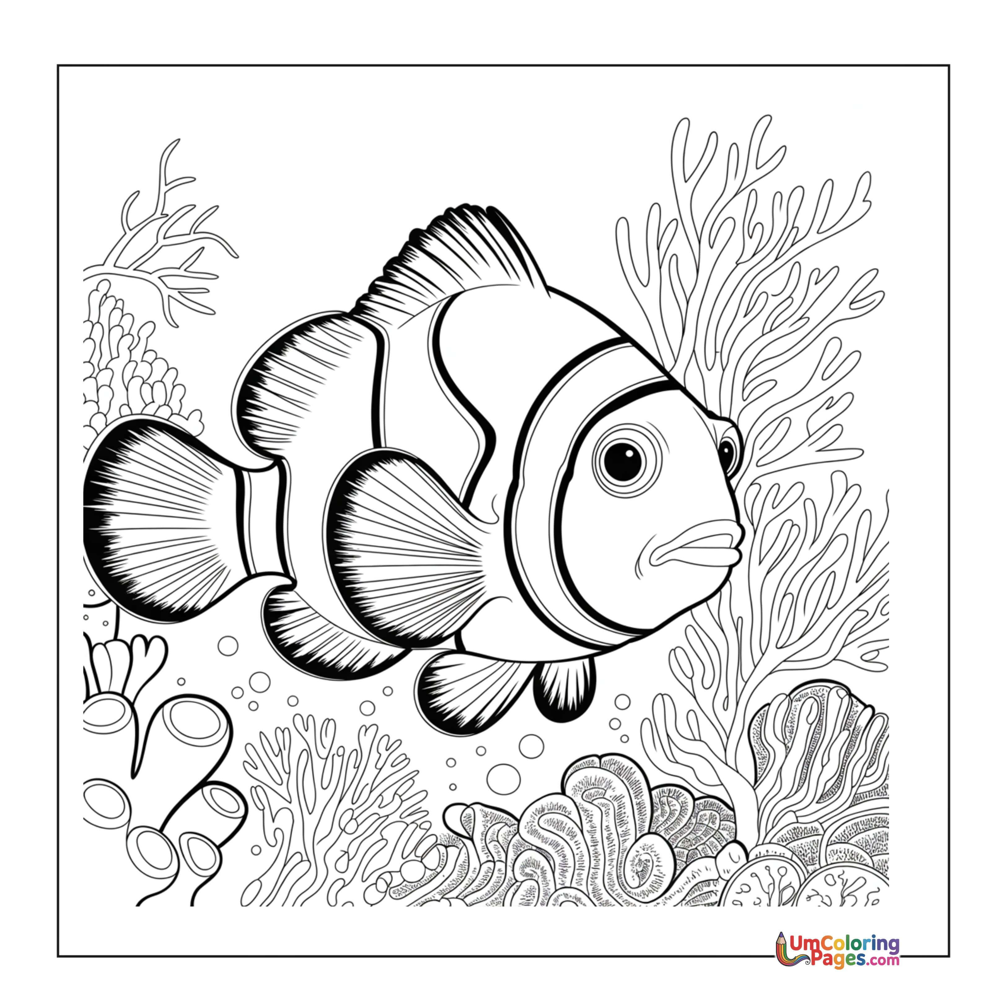 Clownfish coloring page 2 - free printable PDF
