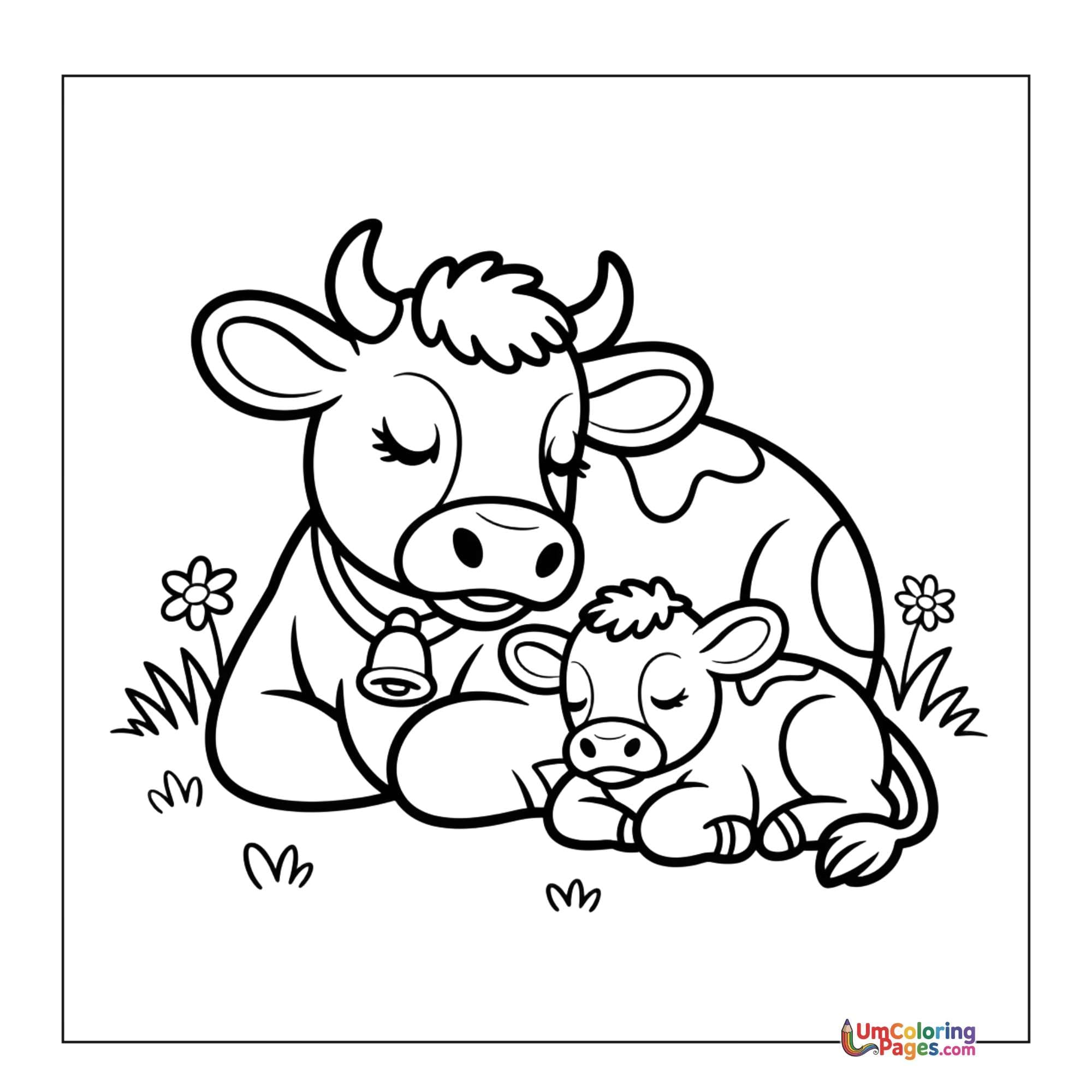 Cow & Calf coloring page - free printable