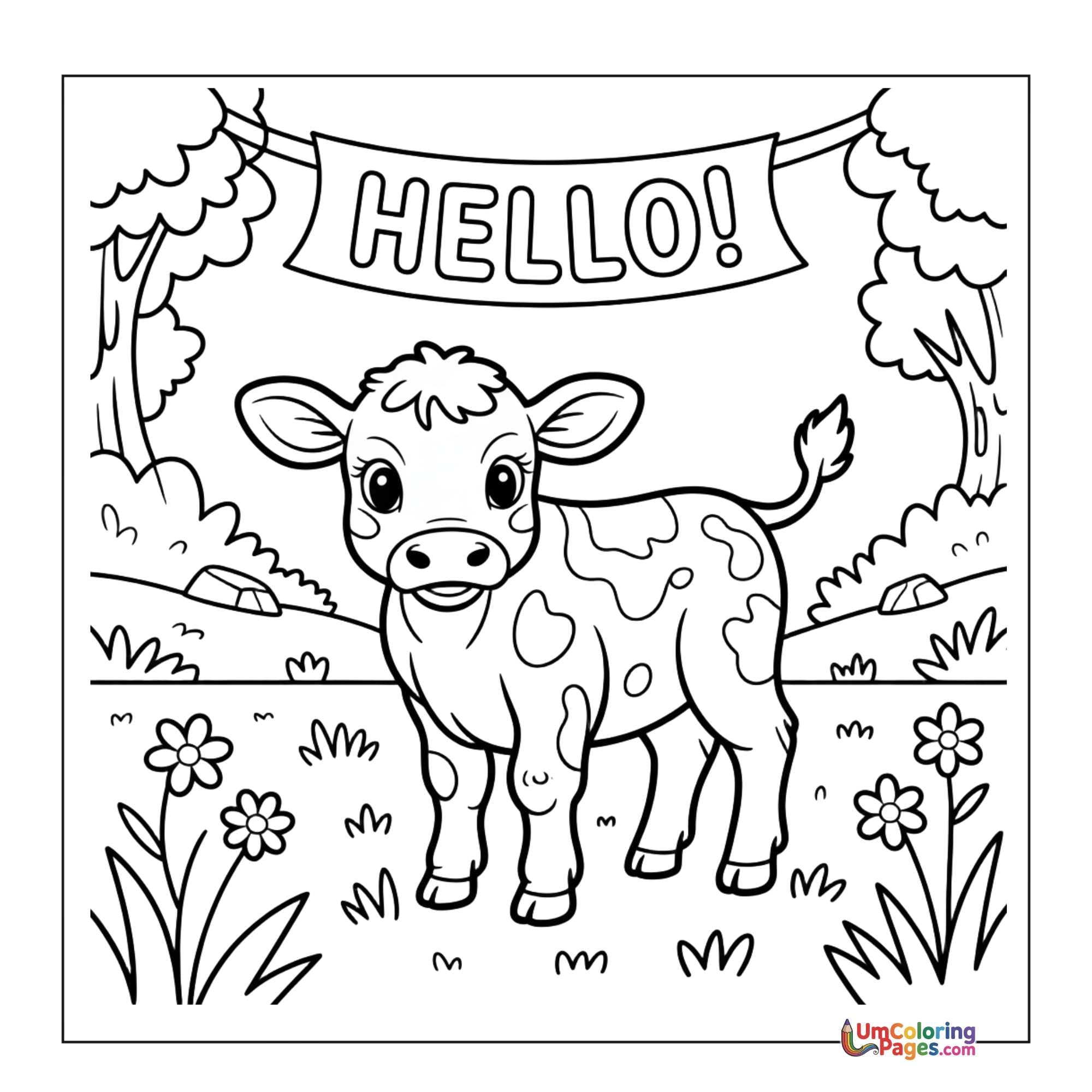 Cow & Calf coloring page 2 - free printable PDF