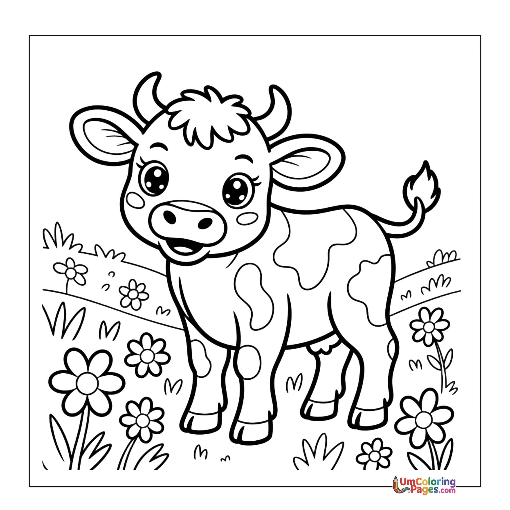 Cow & Calf coloring page 4 - free printable PDF