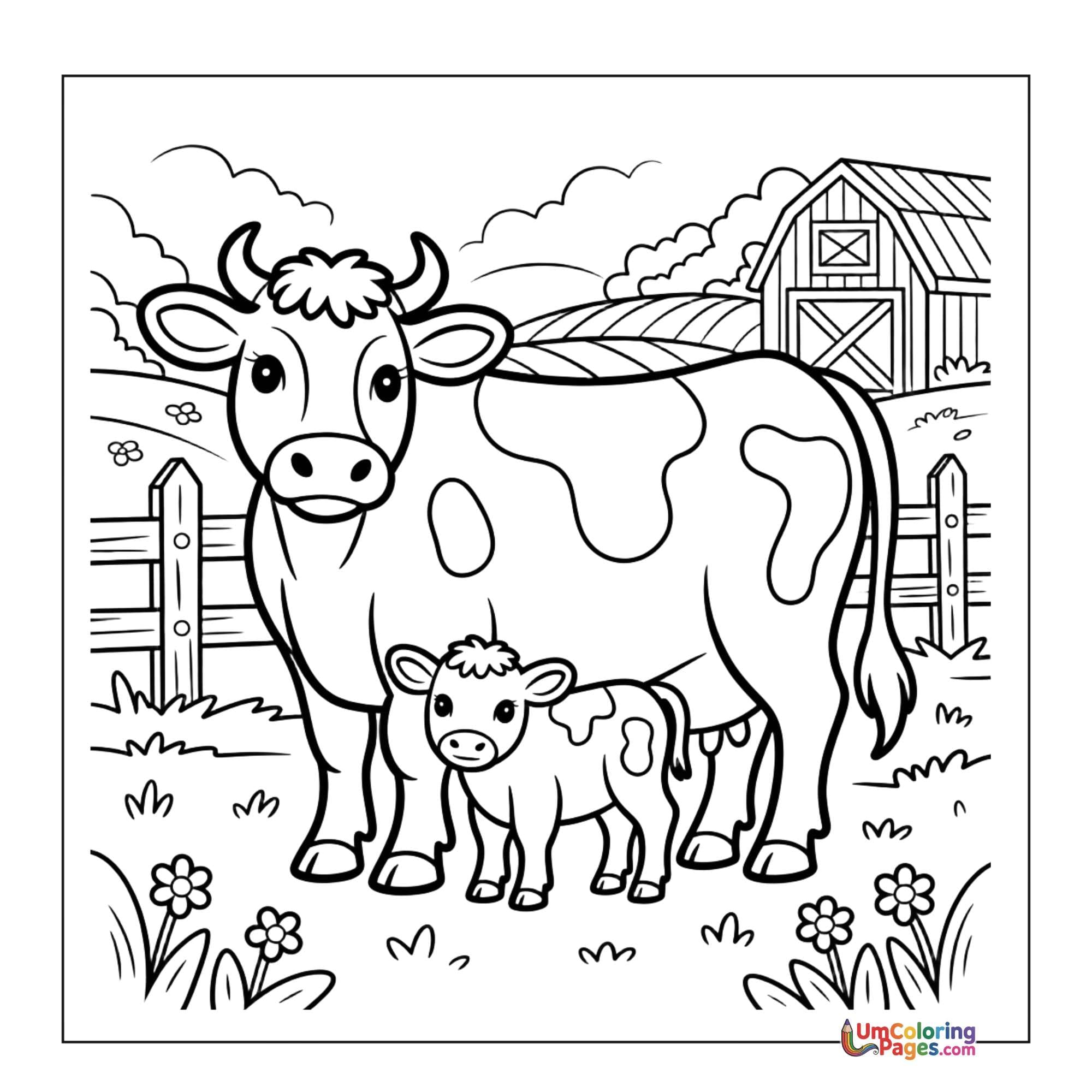 Cow & Calf coloring page 5 - free printable PDF