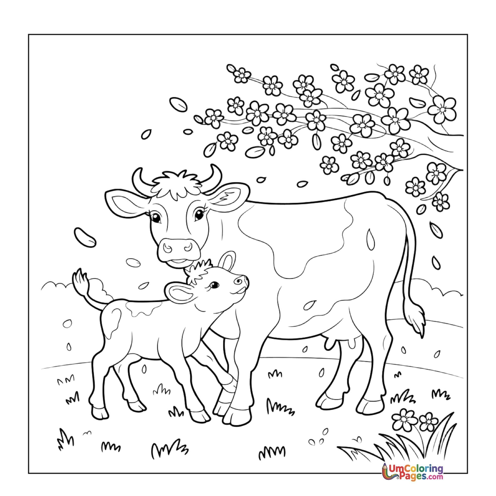 Cow & Calf coloring page 6 - free printable PDF
