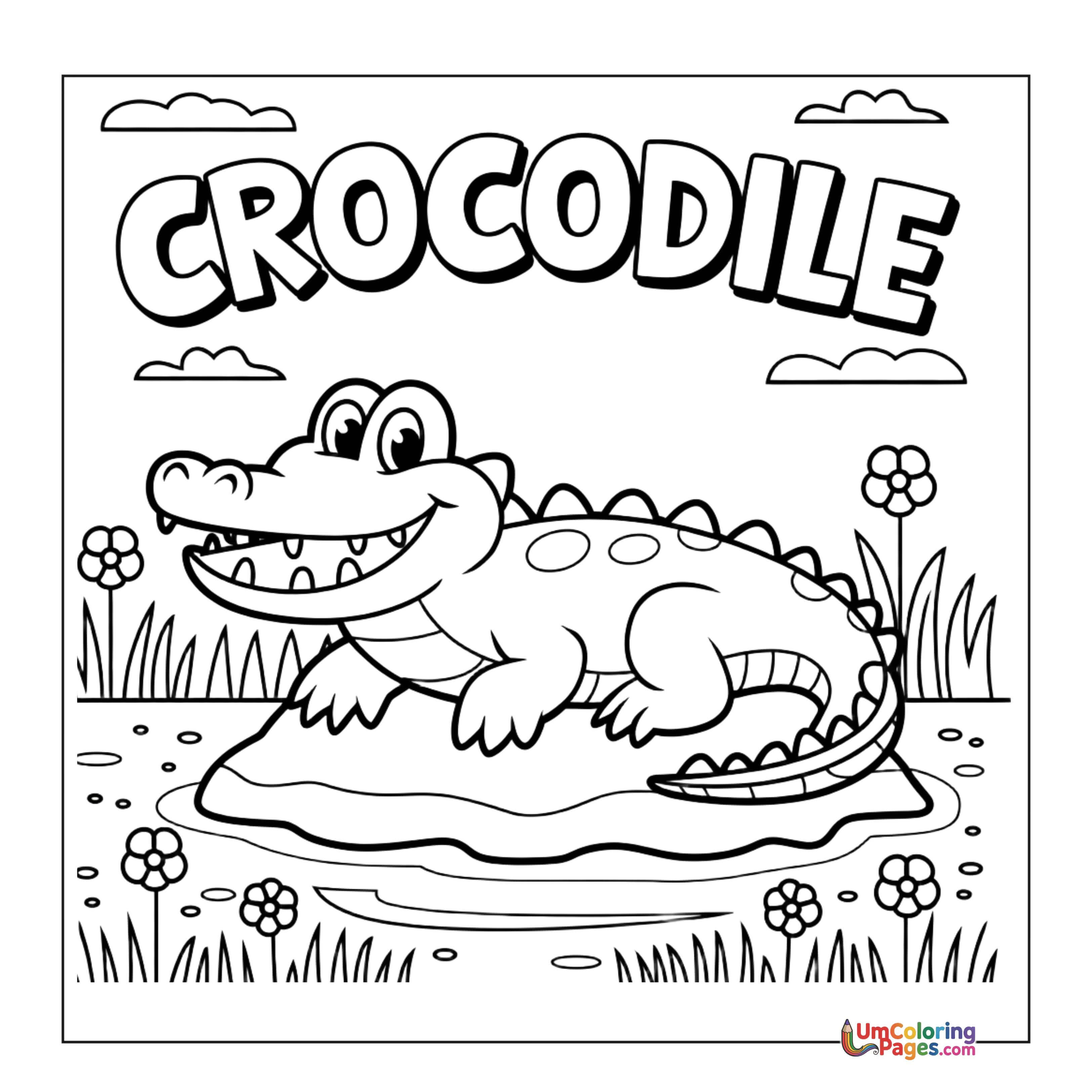 Crocodile coloring page 4 - free printable PDF