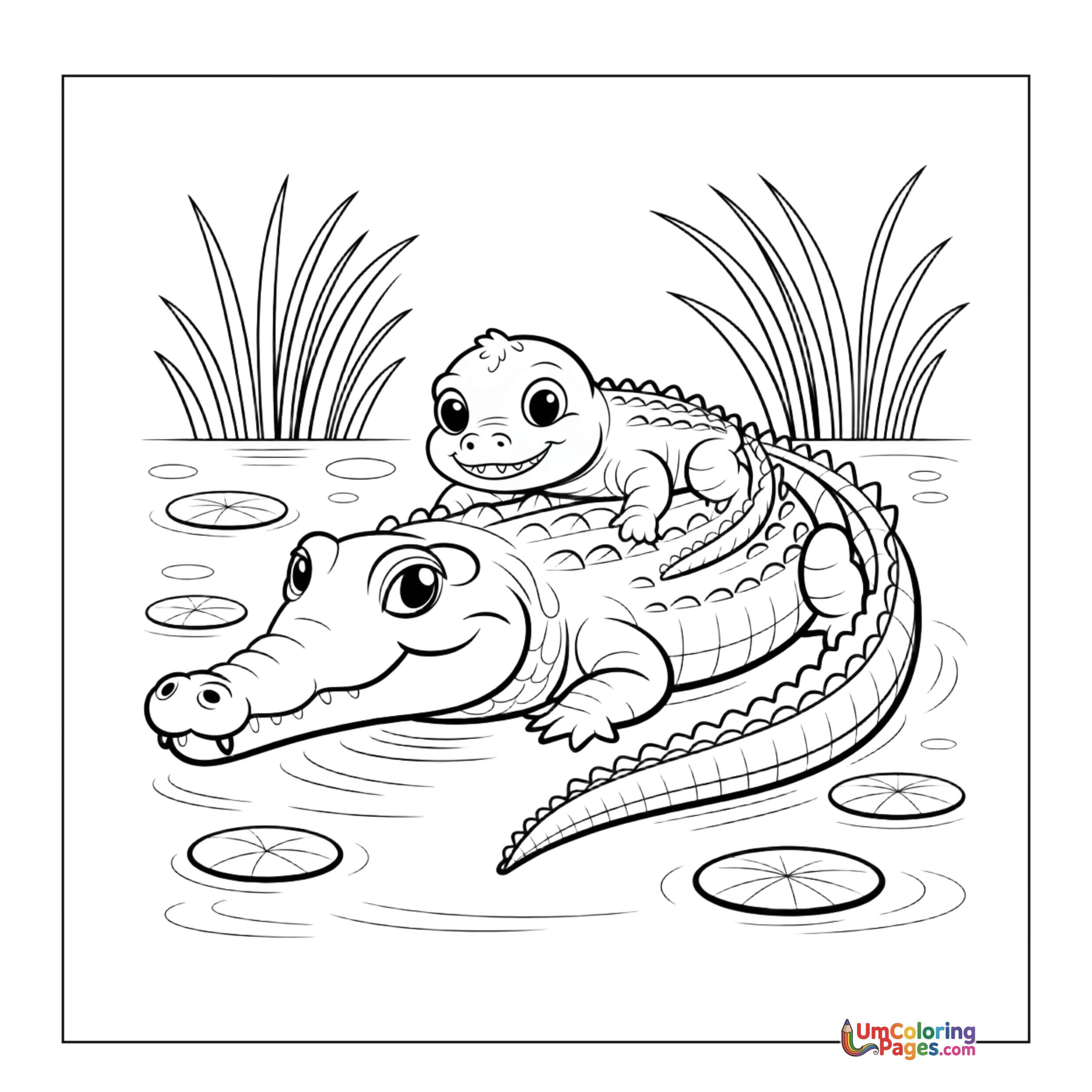 Crocodile coloring page 6 - free printable PDF