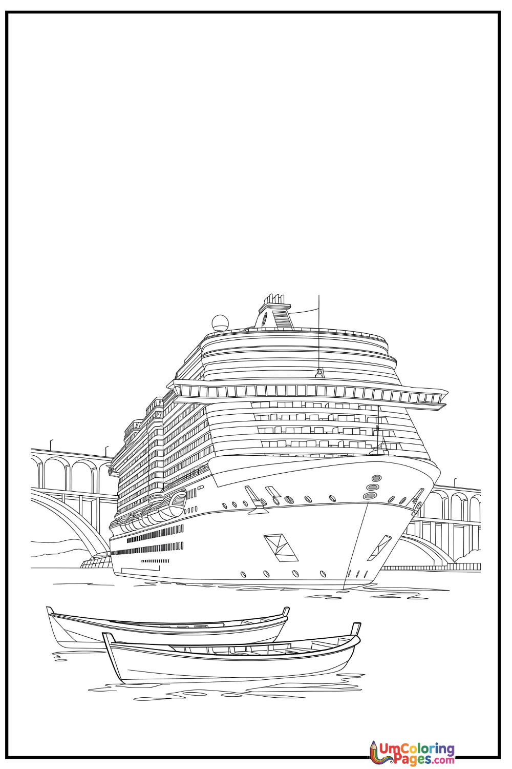 Cruise Ship coloring page 2 - free printable PDF