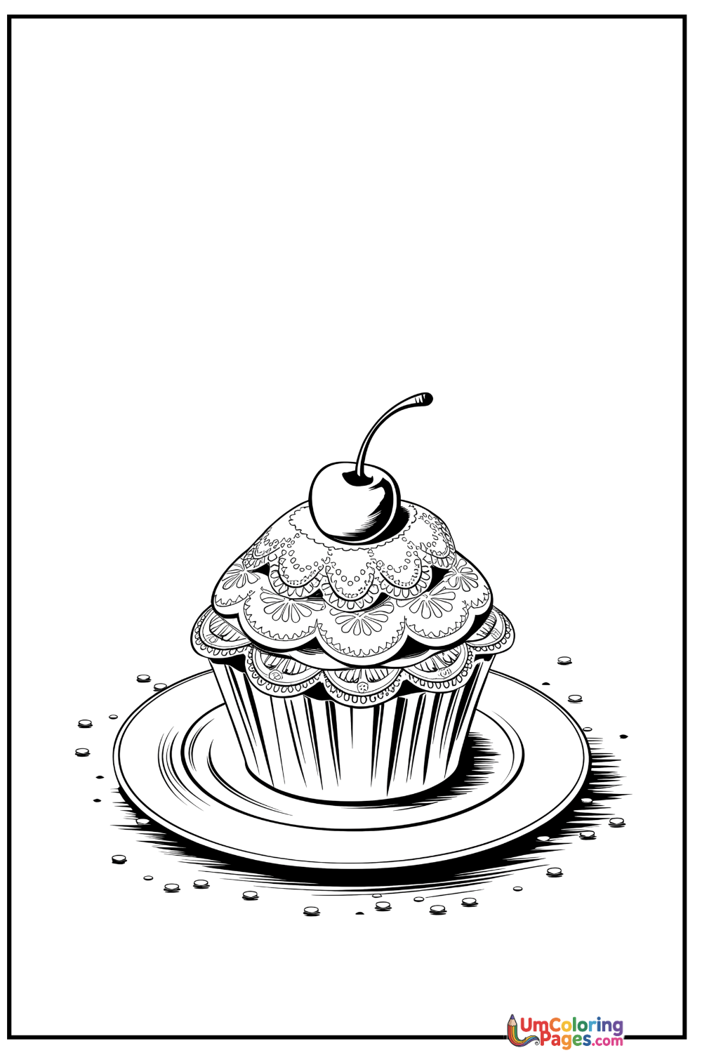 Cupcake coloring page 5 - free printable PDF