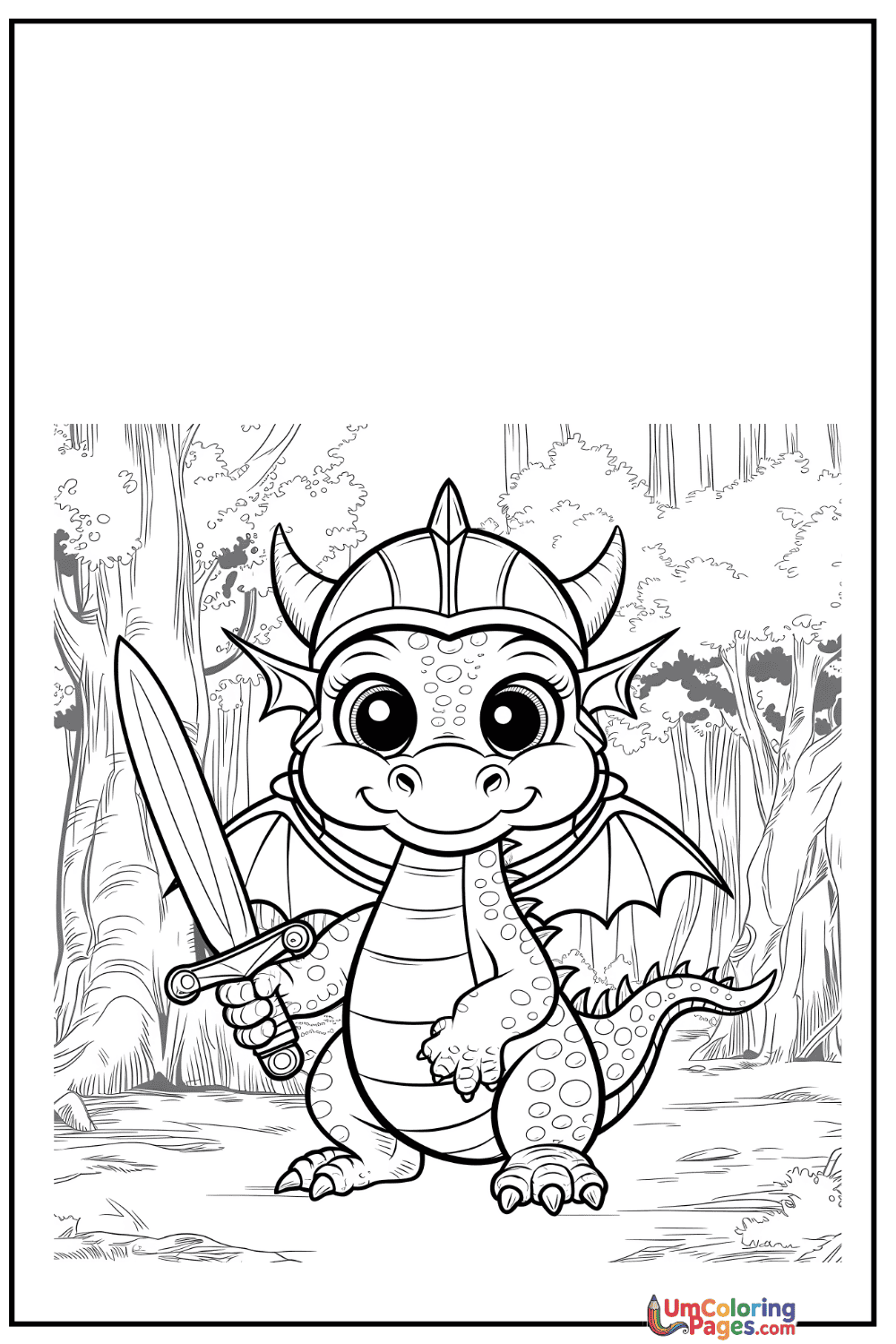 Cute Dragon coloring page - free printable