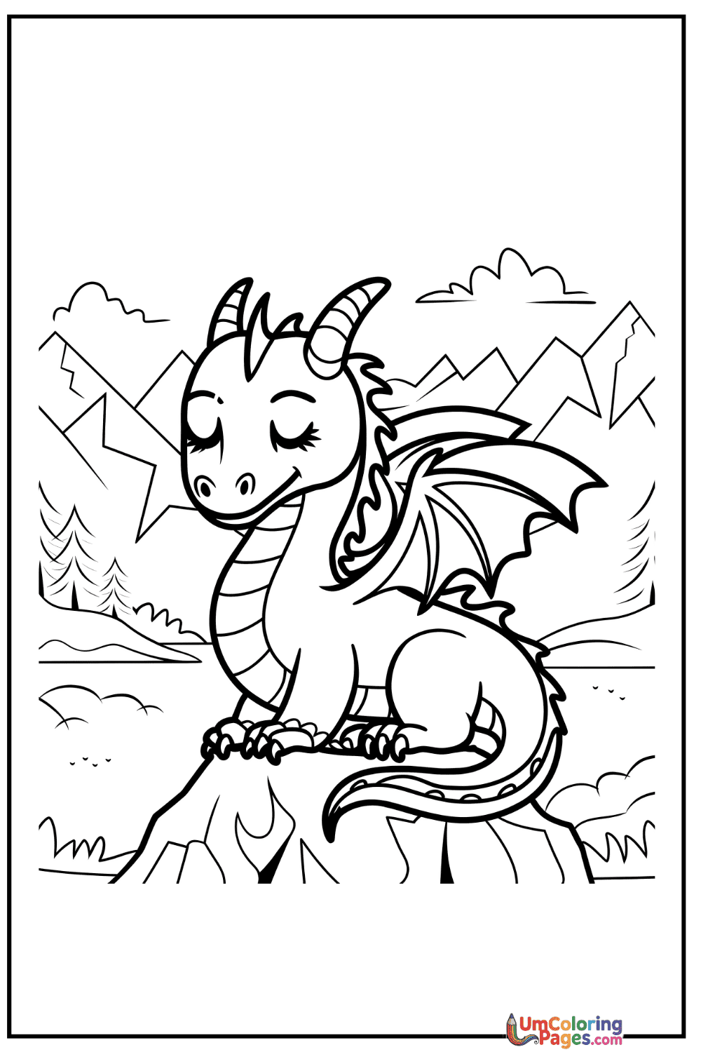 Cute Dragon coloring page 4 - free printable PDF