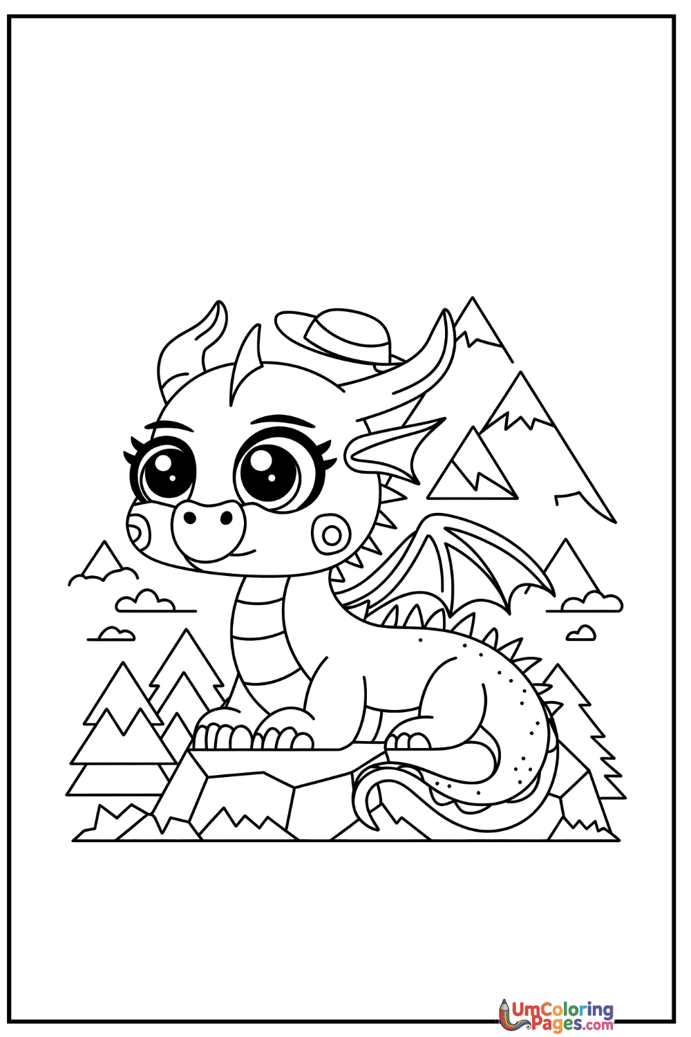 Cute Dragon coloring page 5 - free printable PDF