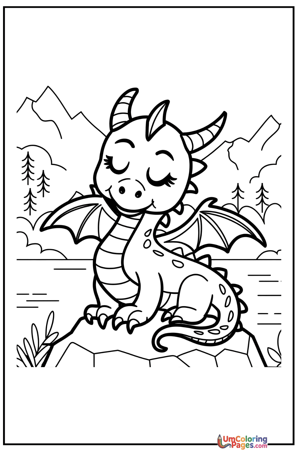 Cute Dragon coloring page 7 - free printable PDF