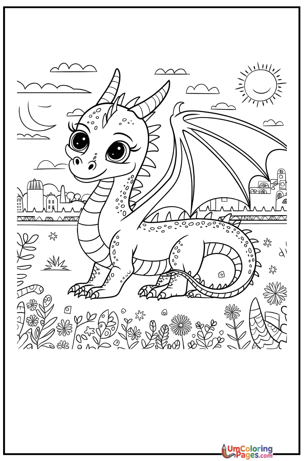 Cute Dragon coloring page 8 - free printable PDF