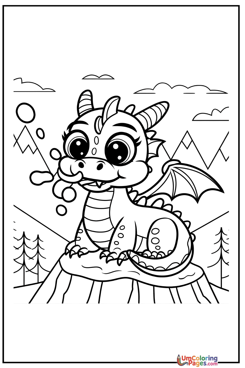 Cute Dragon coloring page 9 - free printable PDF