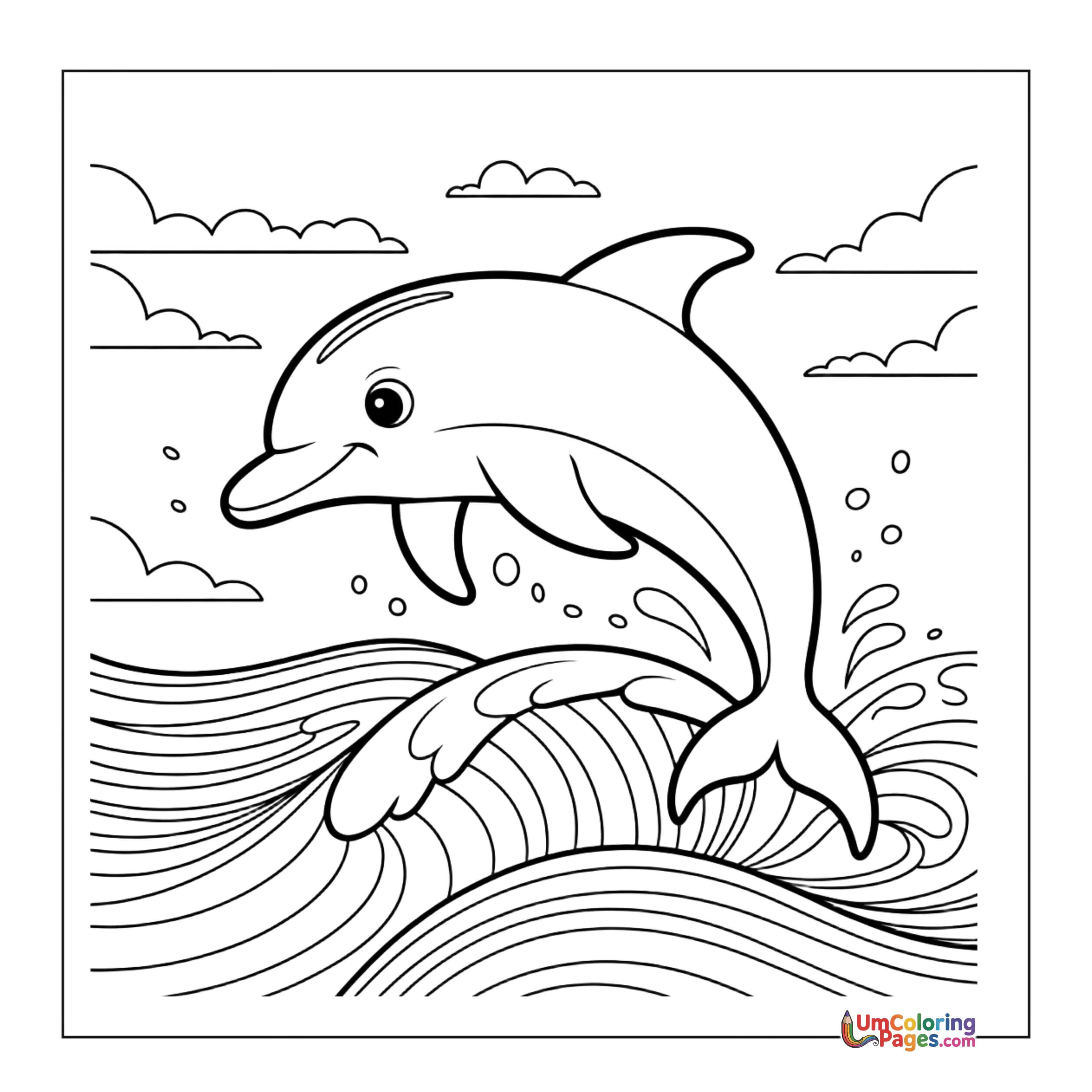 Dolphin coloring page 3 - free printable PDF